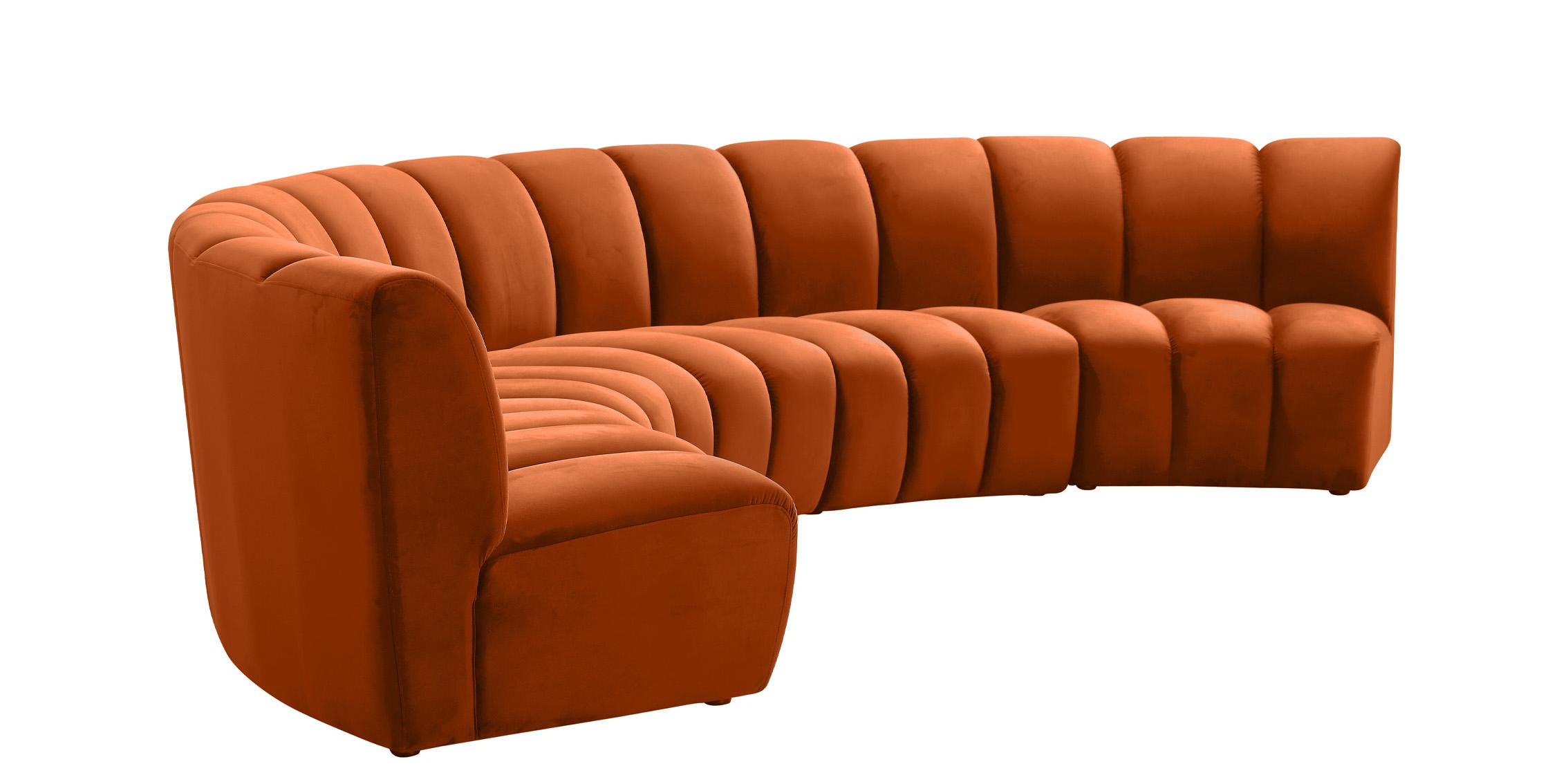

        
Meridian Furniture INFINITY 638Cognac-5PC Modular Sectional Sofa Cognac Velvet 753359801711
