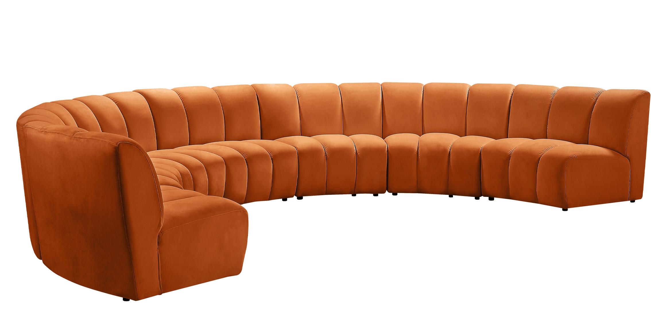 

    
Cognac Velvet Modular Sectional Sofa INFINITY 638Cognac-7PC Meridian Modern

