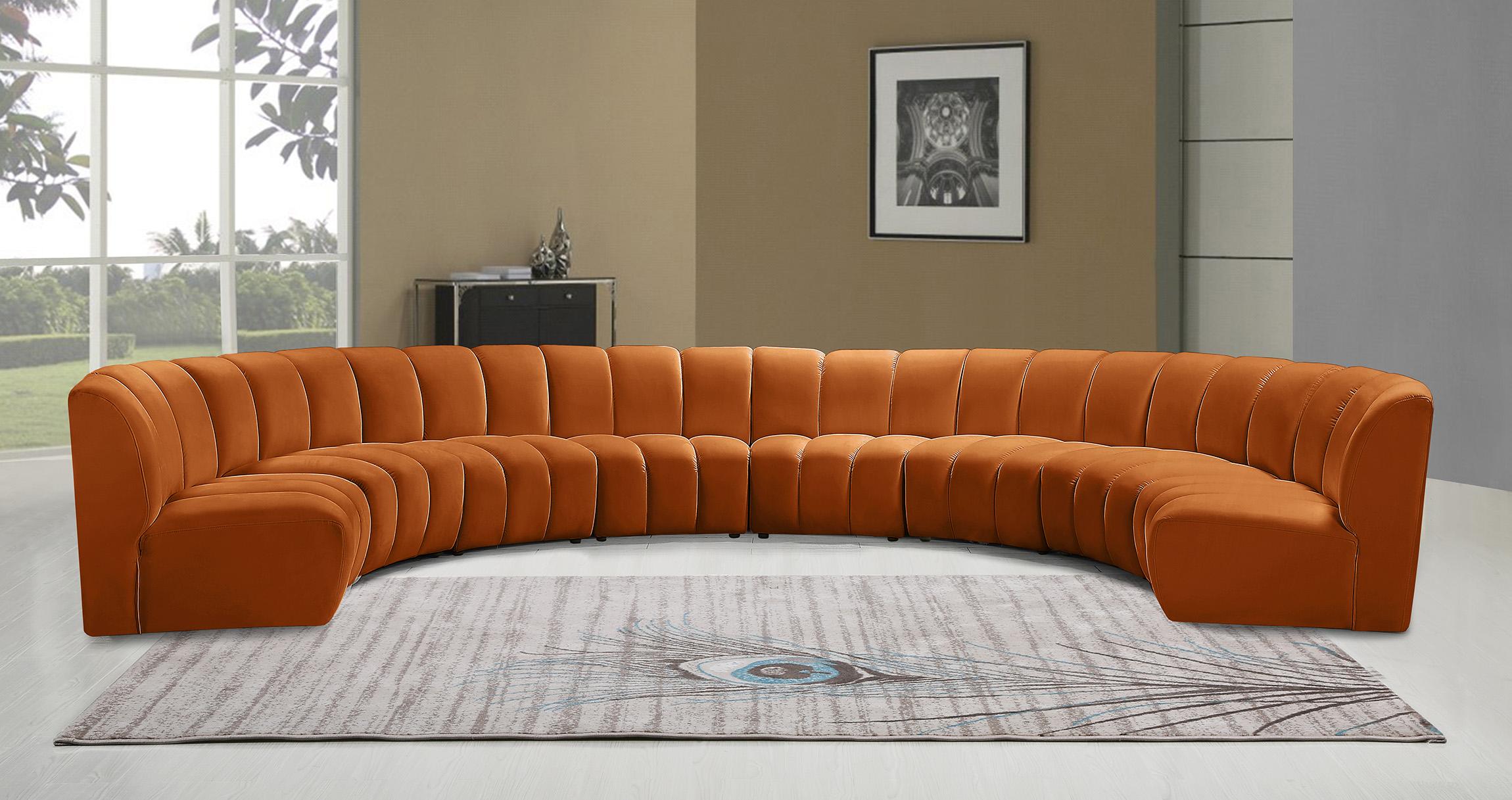 

    
Cognac Velvet Modular Sectional Sofa INFINITY 638Cognac-8PC Meridian Modern
