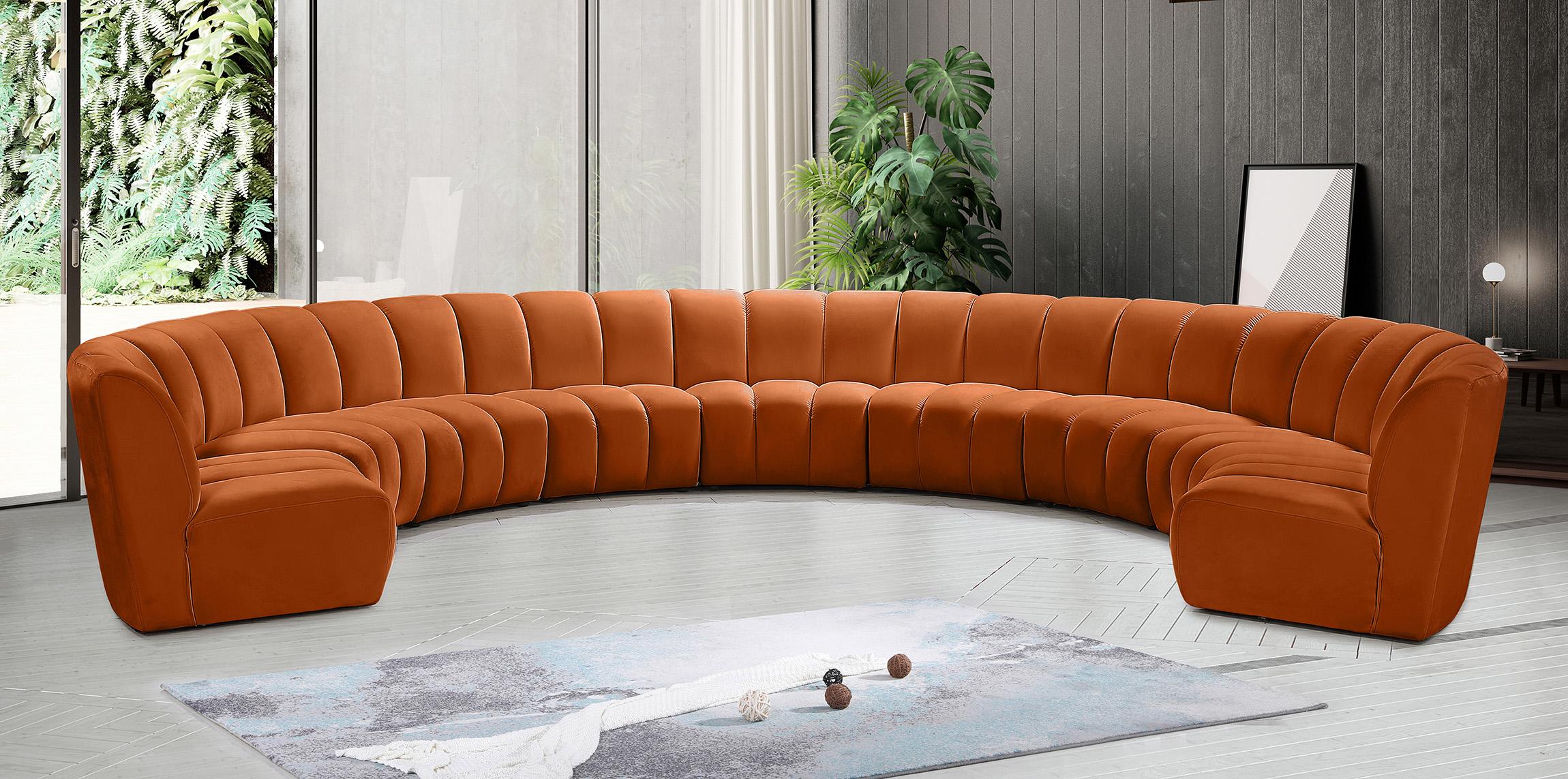 

    
Cognac Velvet Modular Sectional Sofa INFINITY 638Cognac-9PC Meridian Modern
