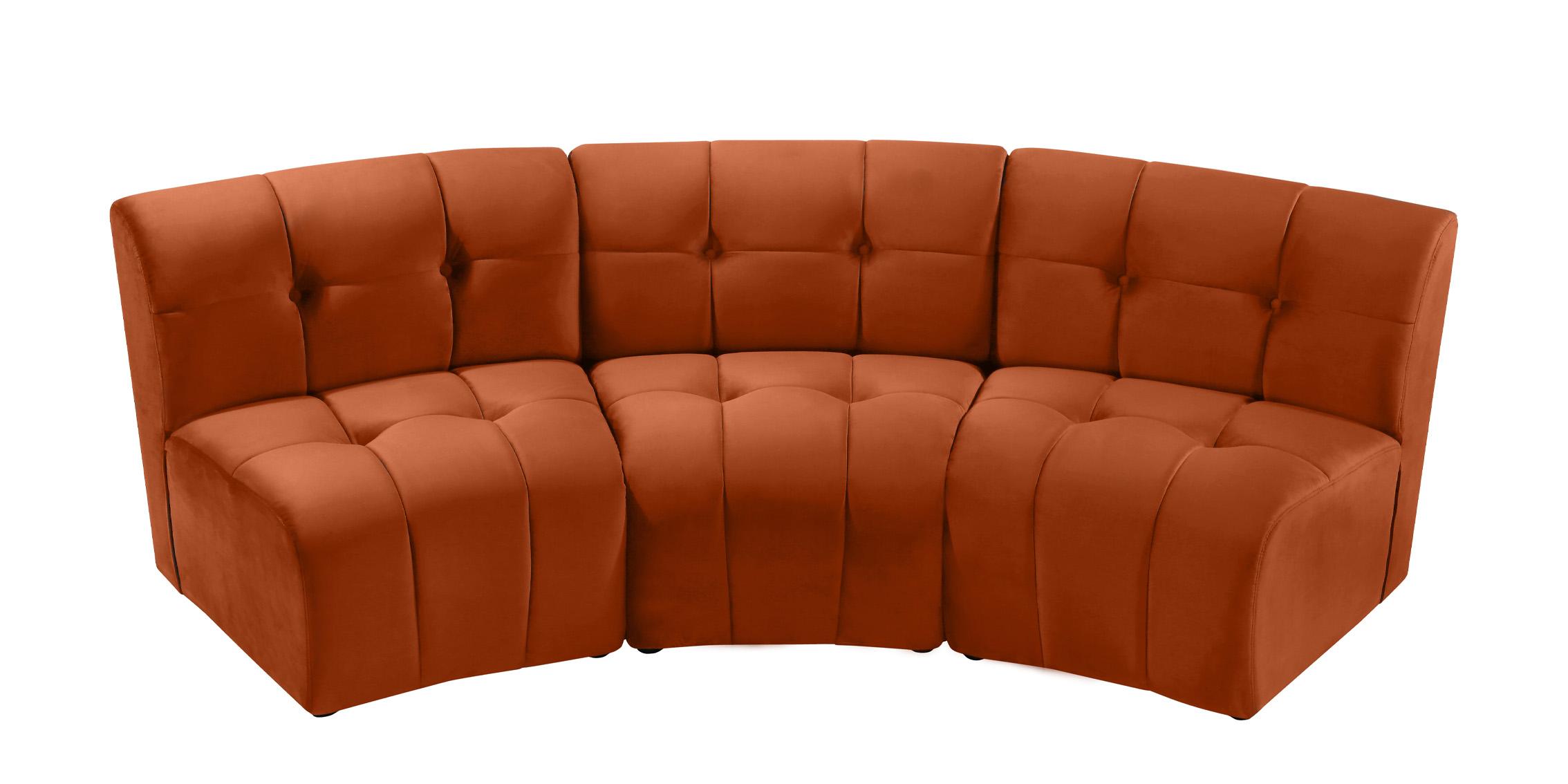 

        
Meridian Furniture LIMITLESS 645Cognac-3PC Modular Sectional Sofa Cognac Velvet 753359807935
