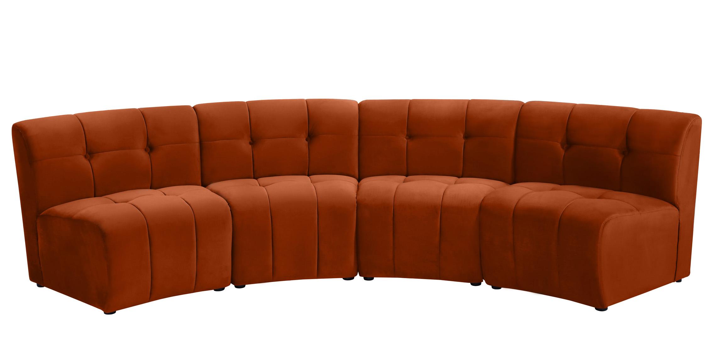 

    
COGNAC Velvet  Modular Sectional Sofa LIMITLESS 645Cognac-4PC Meridian Modern

