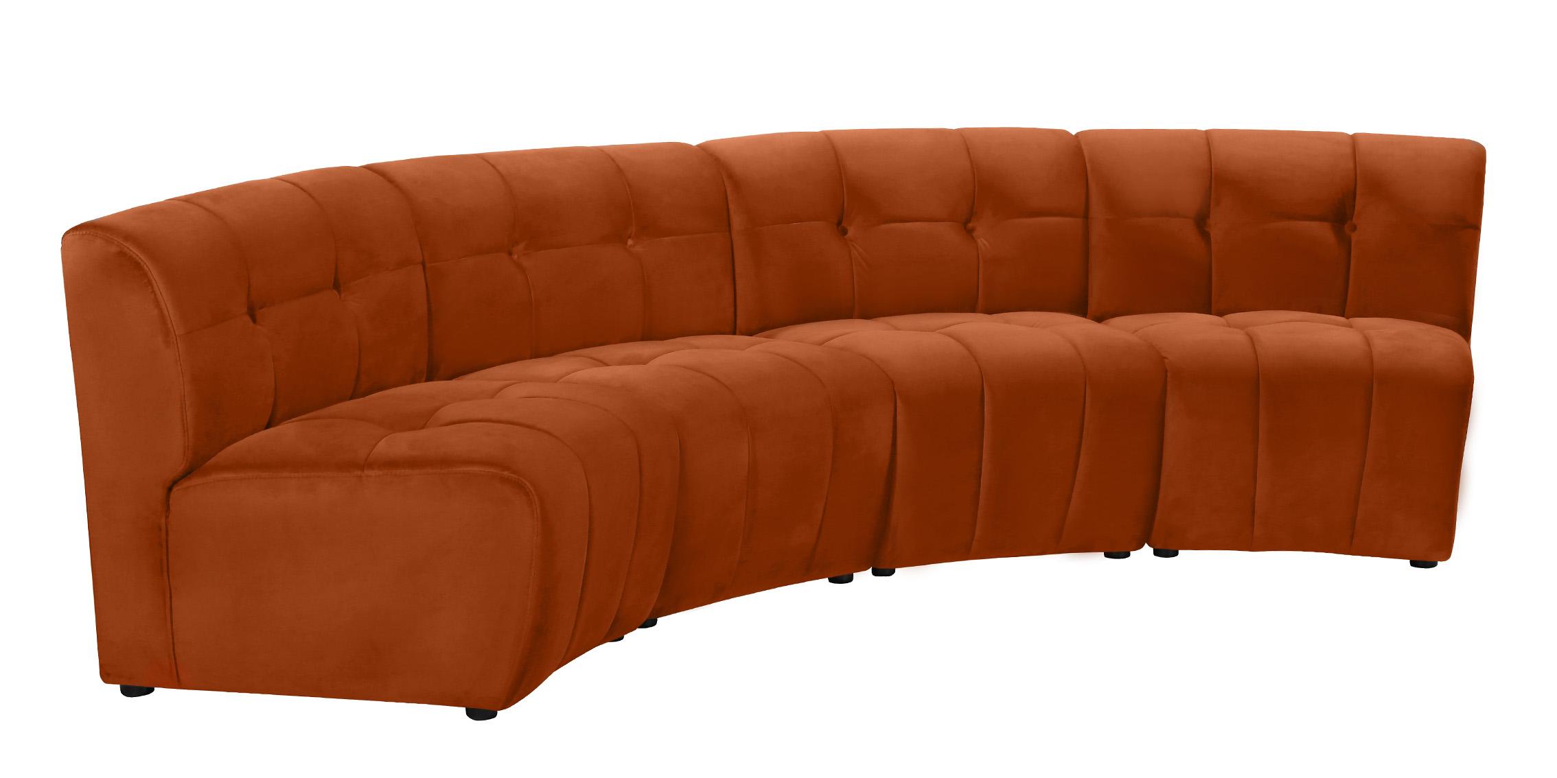 

        
Meridian Furniture LIMITLESS 645Cognac-4PC Modular Sectional Sofa Cognac Velvet 753359807942
