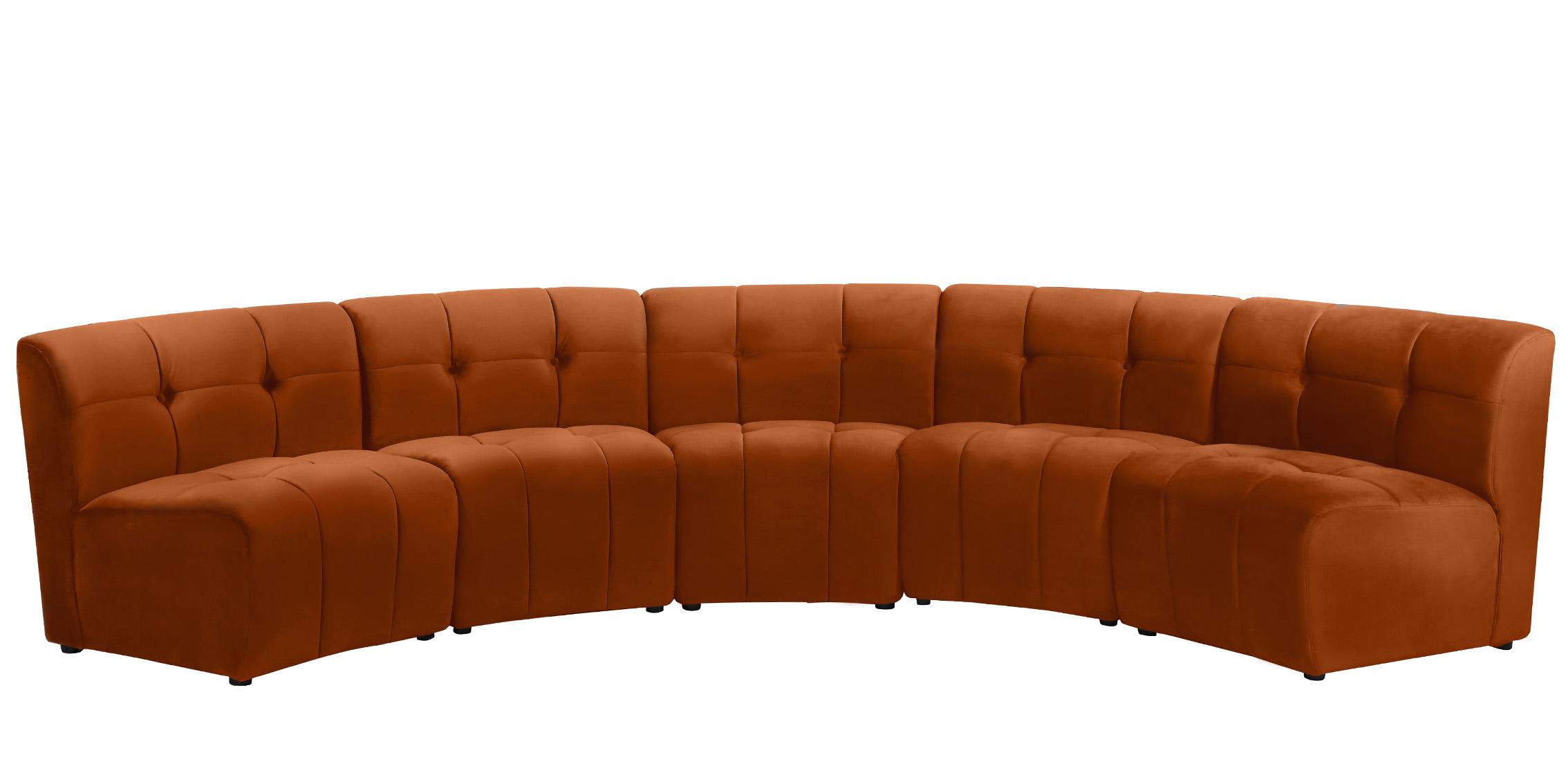 

    
COGNAC Velvet Modular Sectional Sofa LIMITLESS 645Cognac-5PC Meridian Modern
