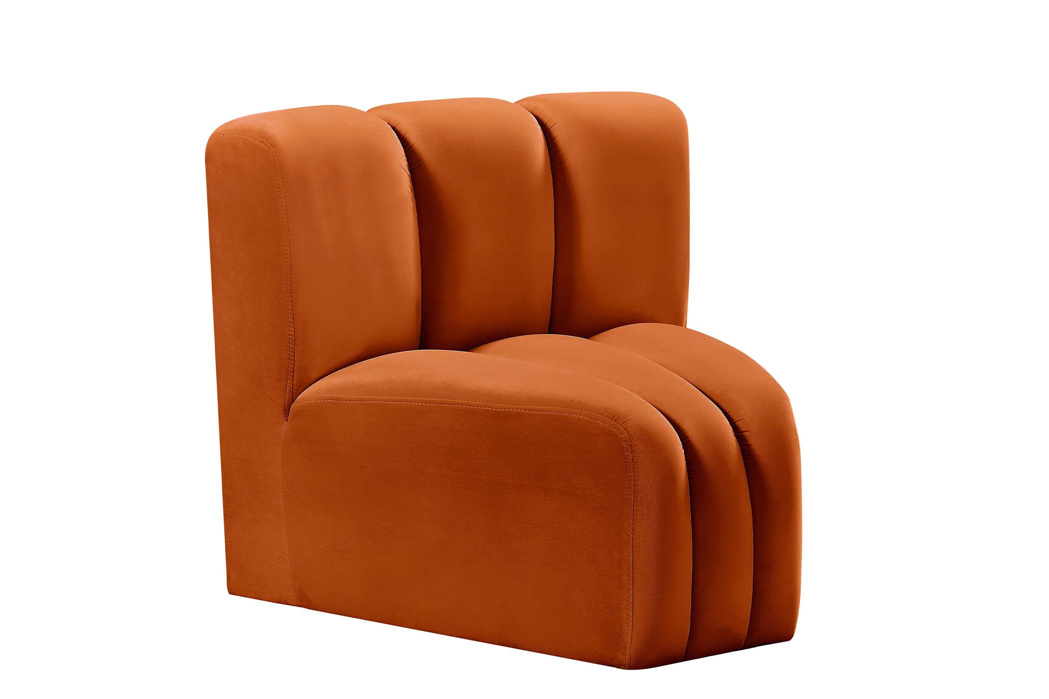 Contemporary, Modern Modular Corner Chair ARC 103Cream-CC 103Cognac-CC in Cognac Velvet