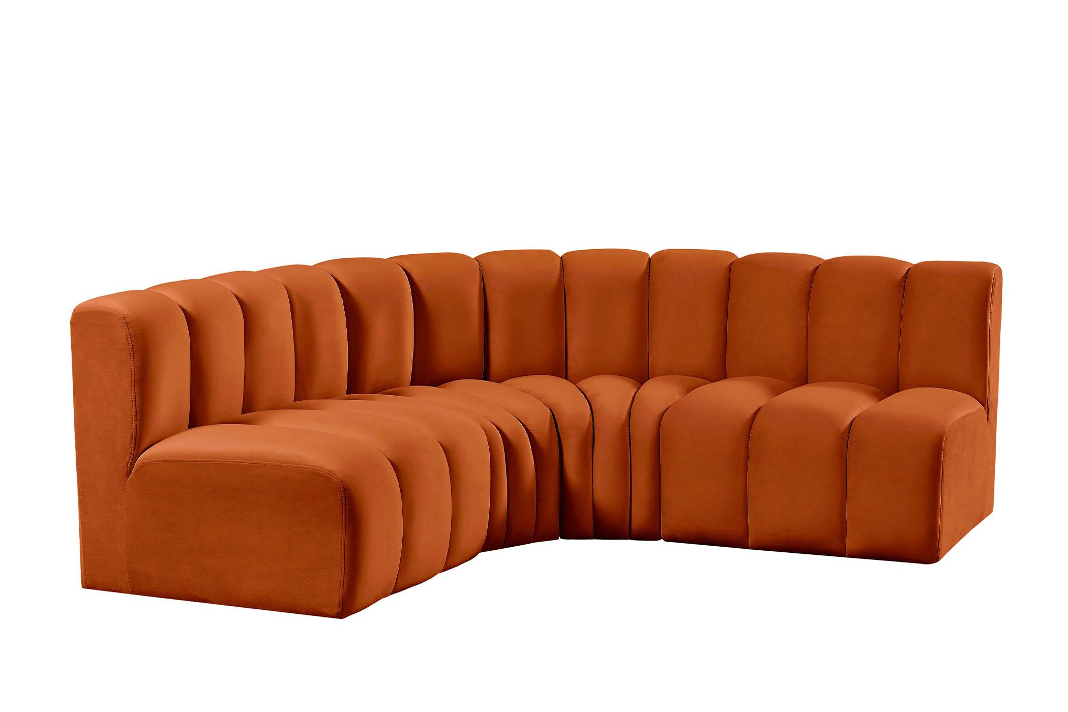 Contemporary, Modern Modular Sectional Sofa ARC 103Cognac-S4B 103Cognac-S4B in Cognac Velvet