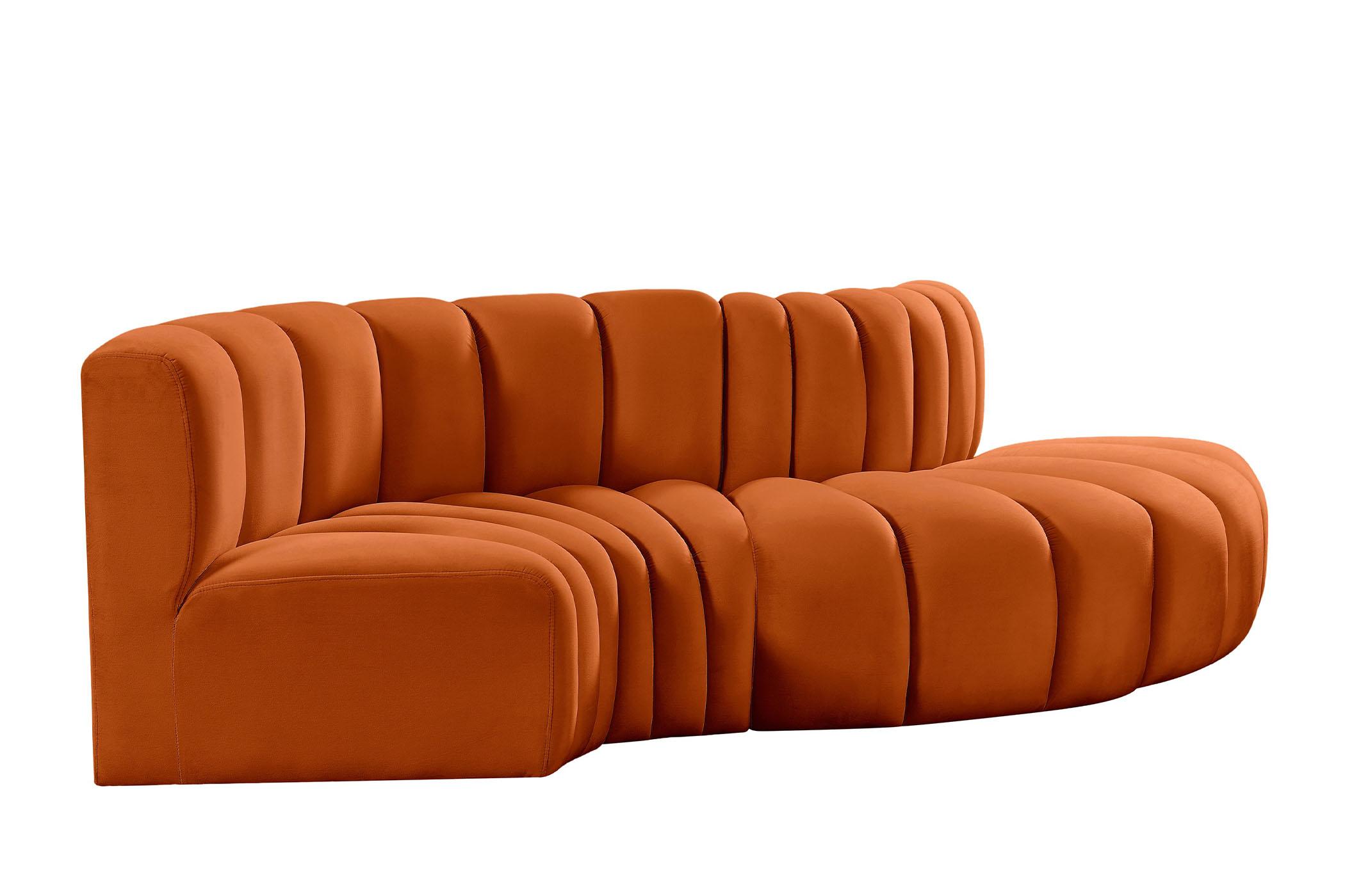 Contemporary, Modern Modular Sectional Sofa ARC 103Cognac-S4D 103Cognac-S4D in Cognac Velvet