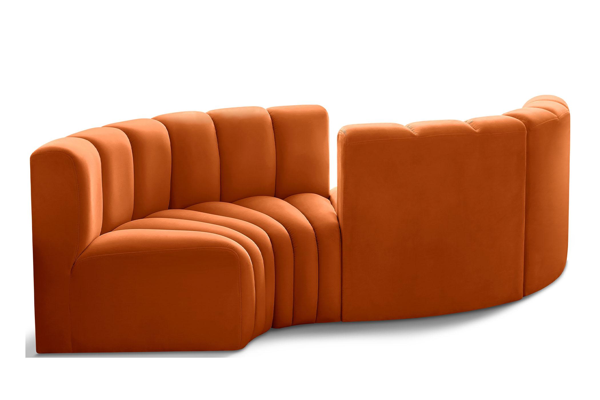 Contemporary, Modern Modular Sectional Sofa ARC 103Cognac-S4F 103Cognac-S4F in Cognac Velvet