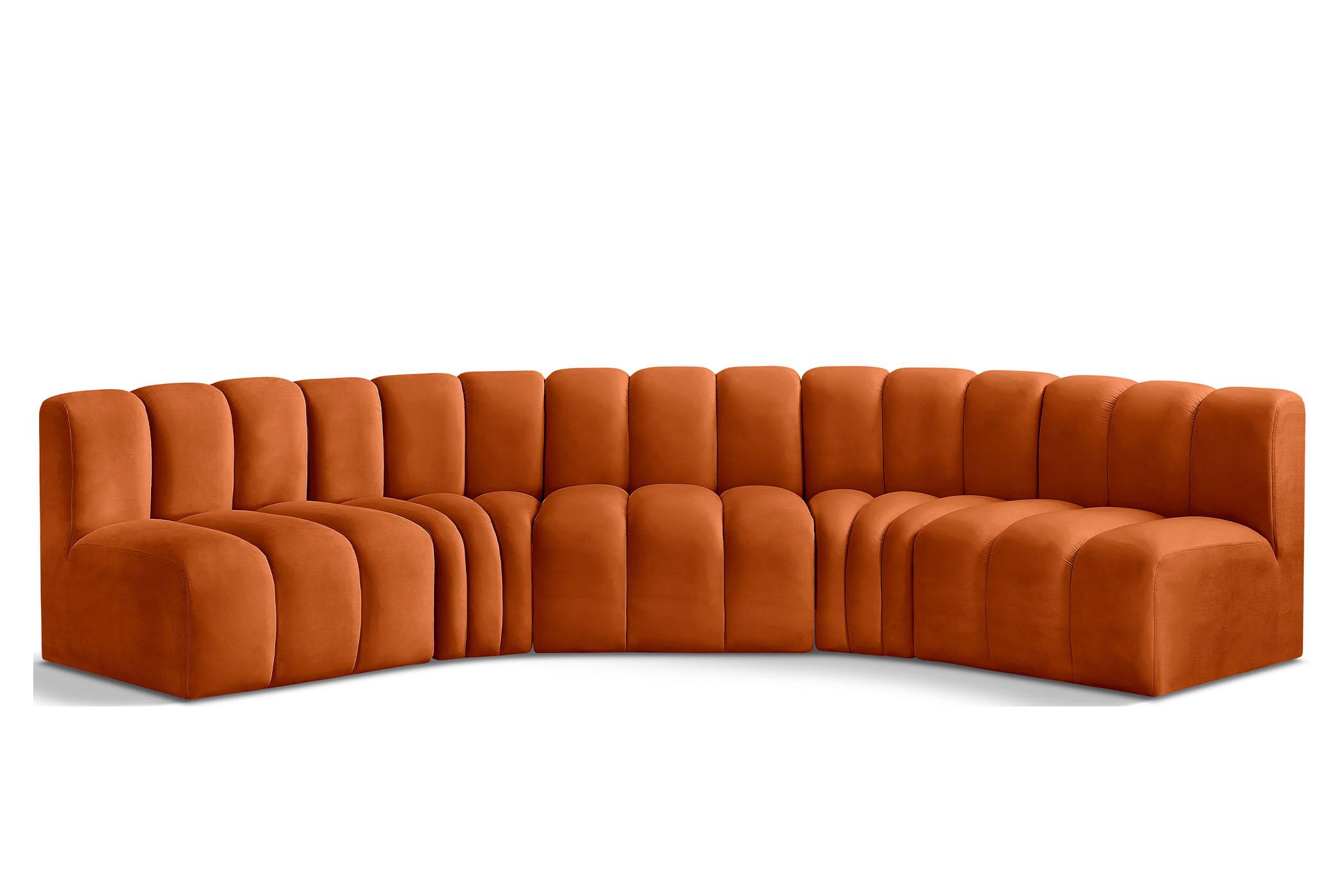 Contemporary, Modern Modular Sectional Sofa ARC 103Cognac-S5A 103Cognac-S5A in Cognac Velvet