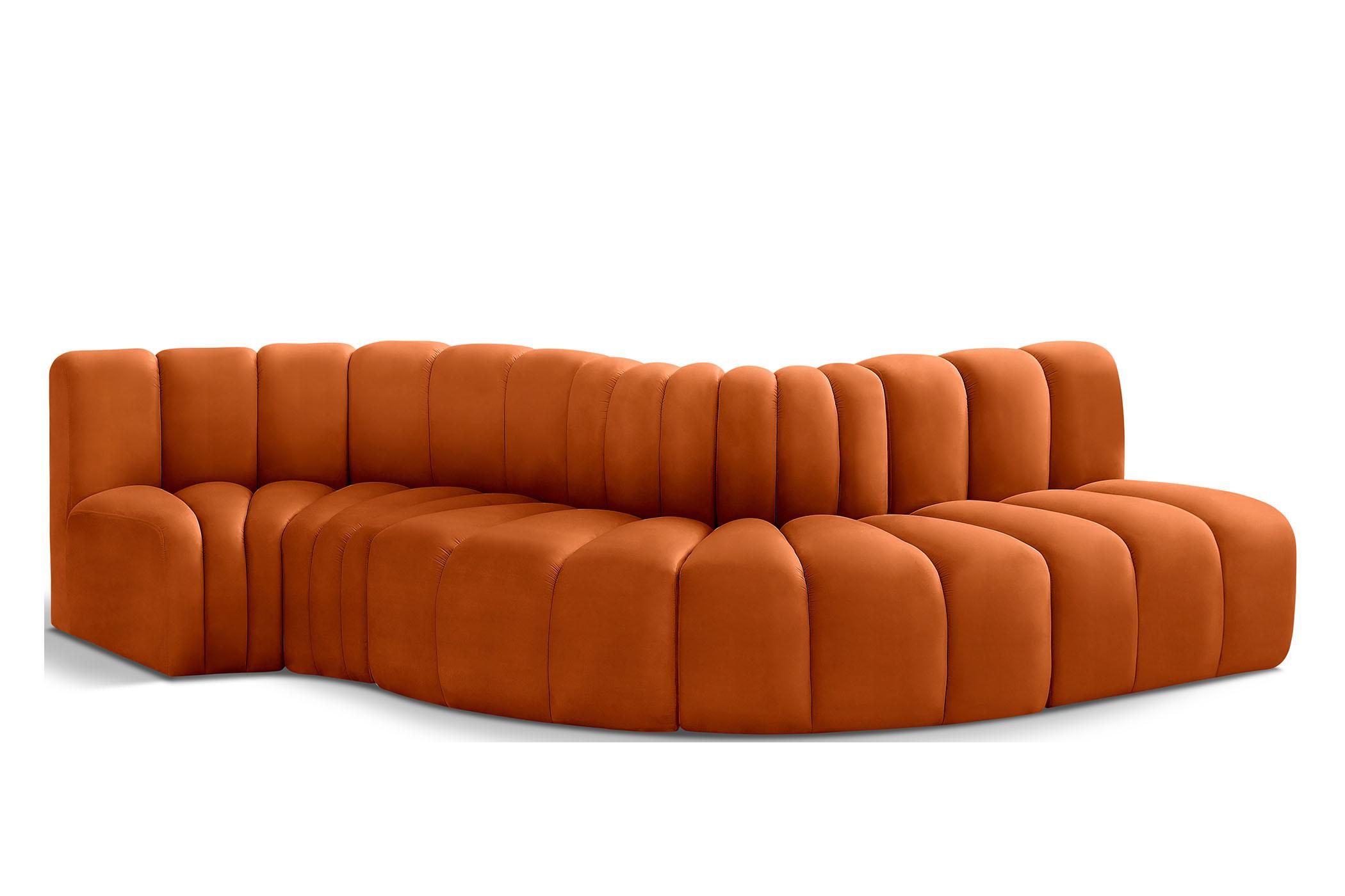 Contemporary, Modern Modular Sectional Sofa ARC 103Cognac-S5B 103Cognac-S5B in Cognac Velvet