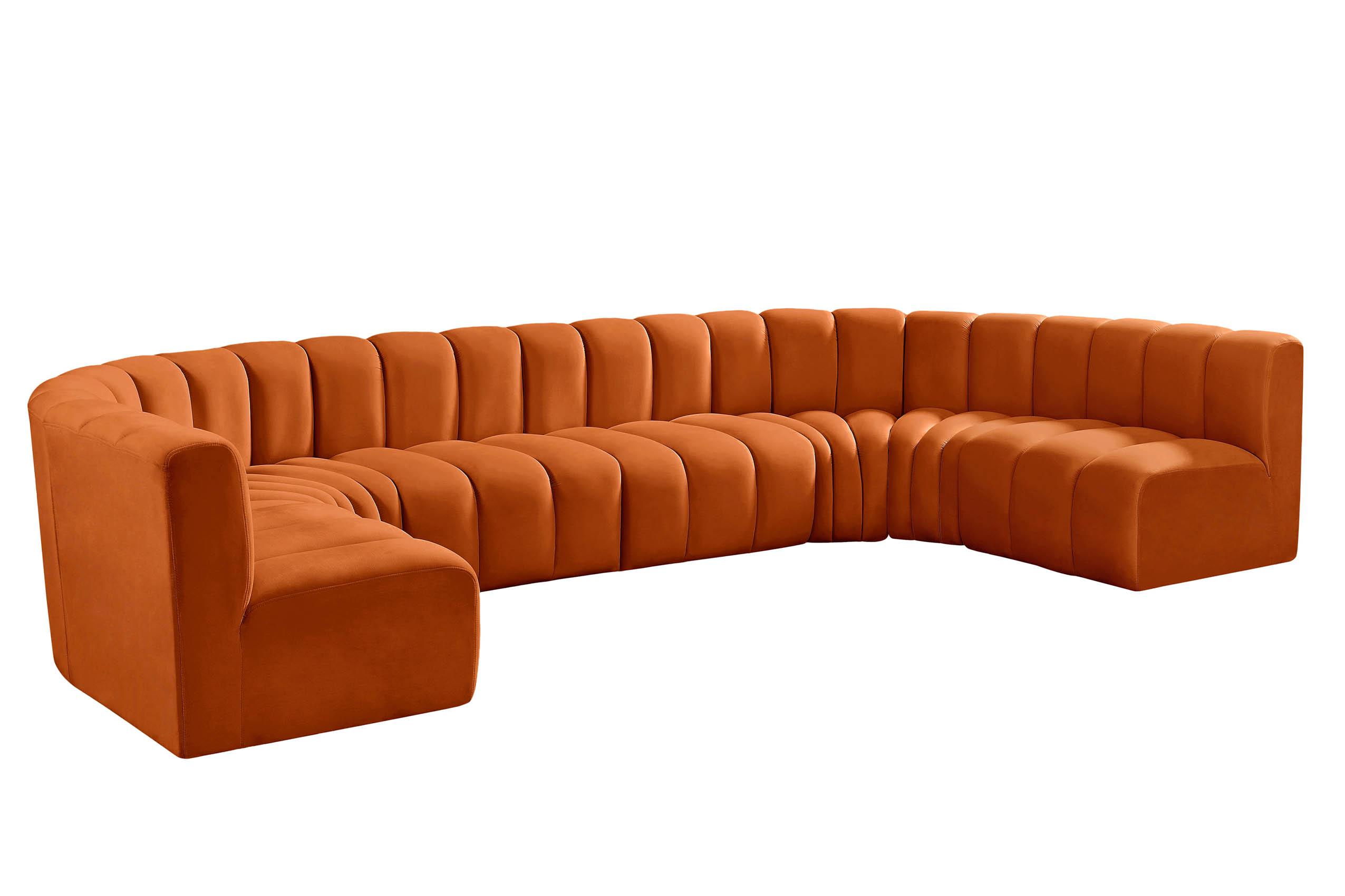 Contemporary, Modern Modular Sectional Sofa ARC 103Cognac-S8A 103Cognac-S8A in Cognac Velvet