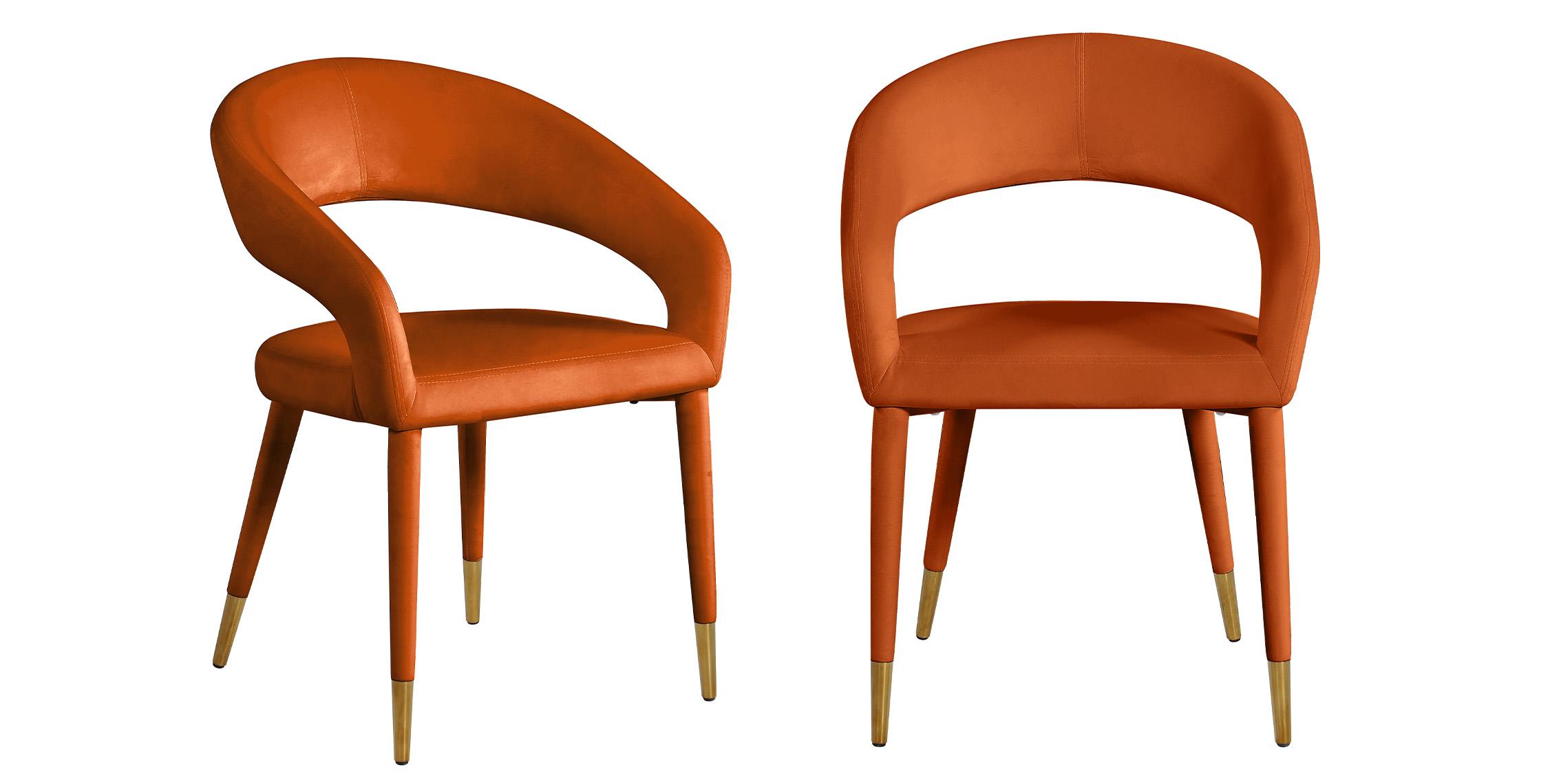 Contemporary, Modern Dining Chair Set DESTINY 537Cognac-C 537Cognac-C-Set-2 in Cognac, Gold Velvet