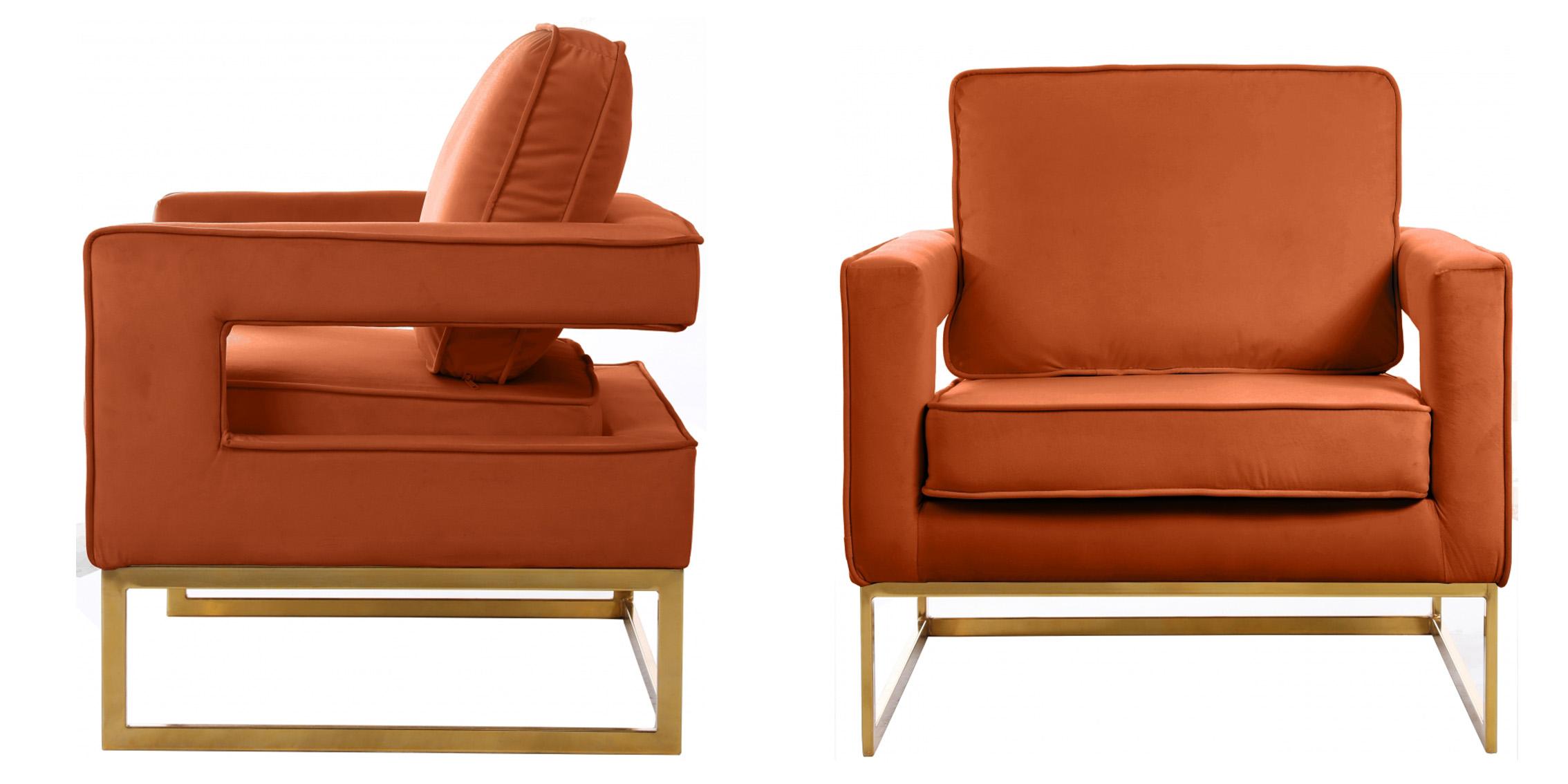 Contemporary, Modern Accent Chair Set Noah 511Cognac-Set 511Cognac-Set-2 in Cognac, Gold Velvet