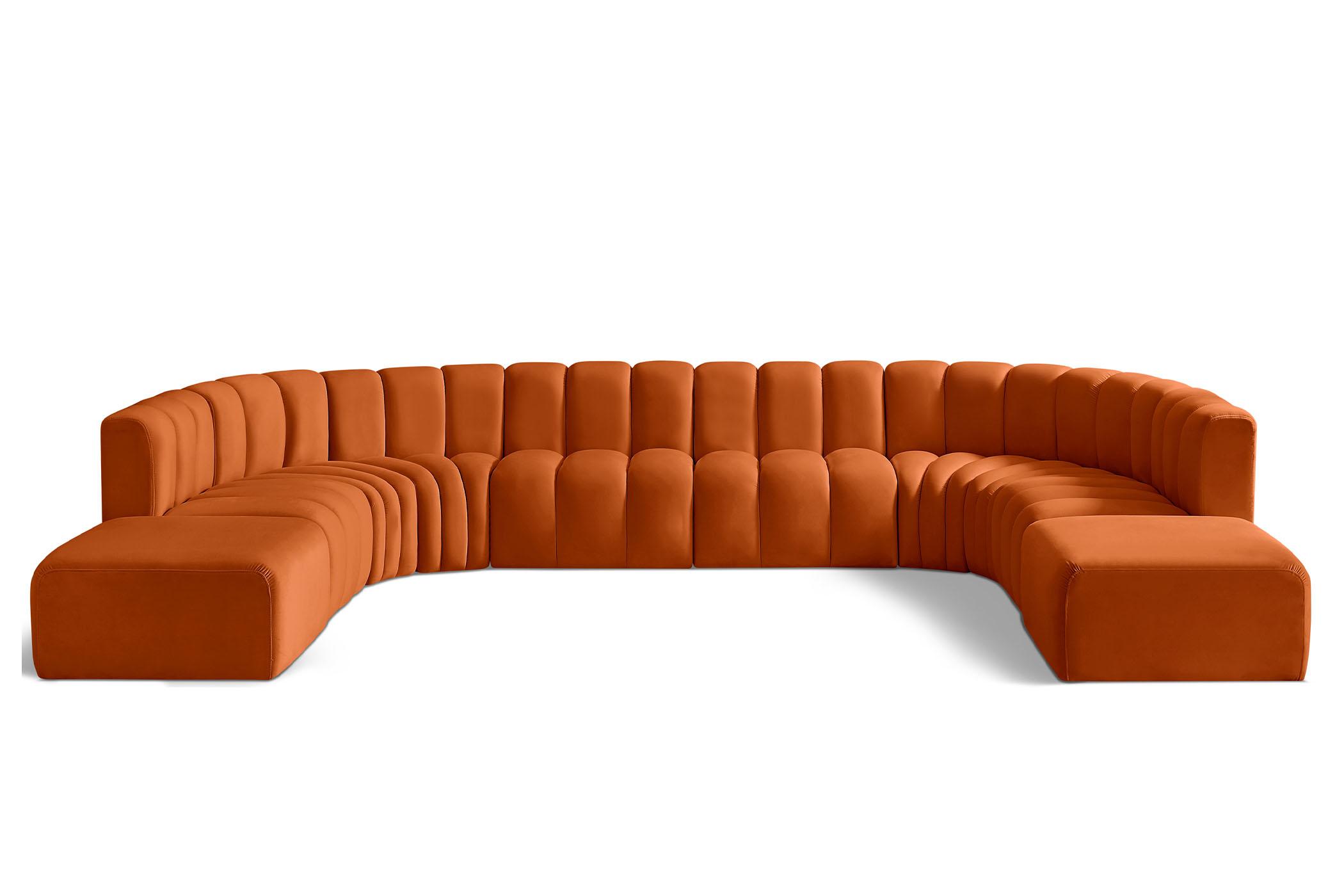 Contemporary, Modern Modular Sectional Sofa ARC 103Cognac-S10A 103Cognac-S10A in Cognac Velvet