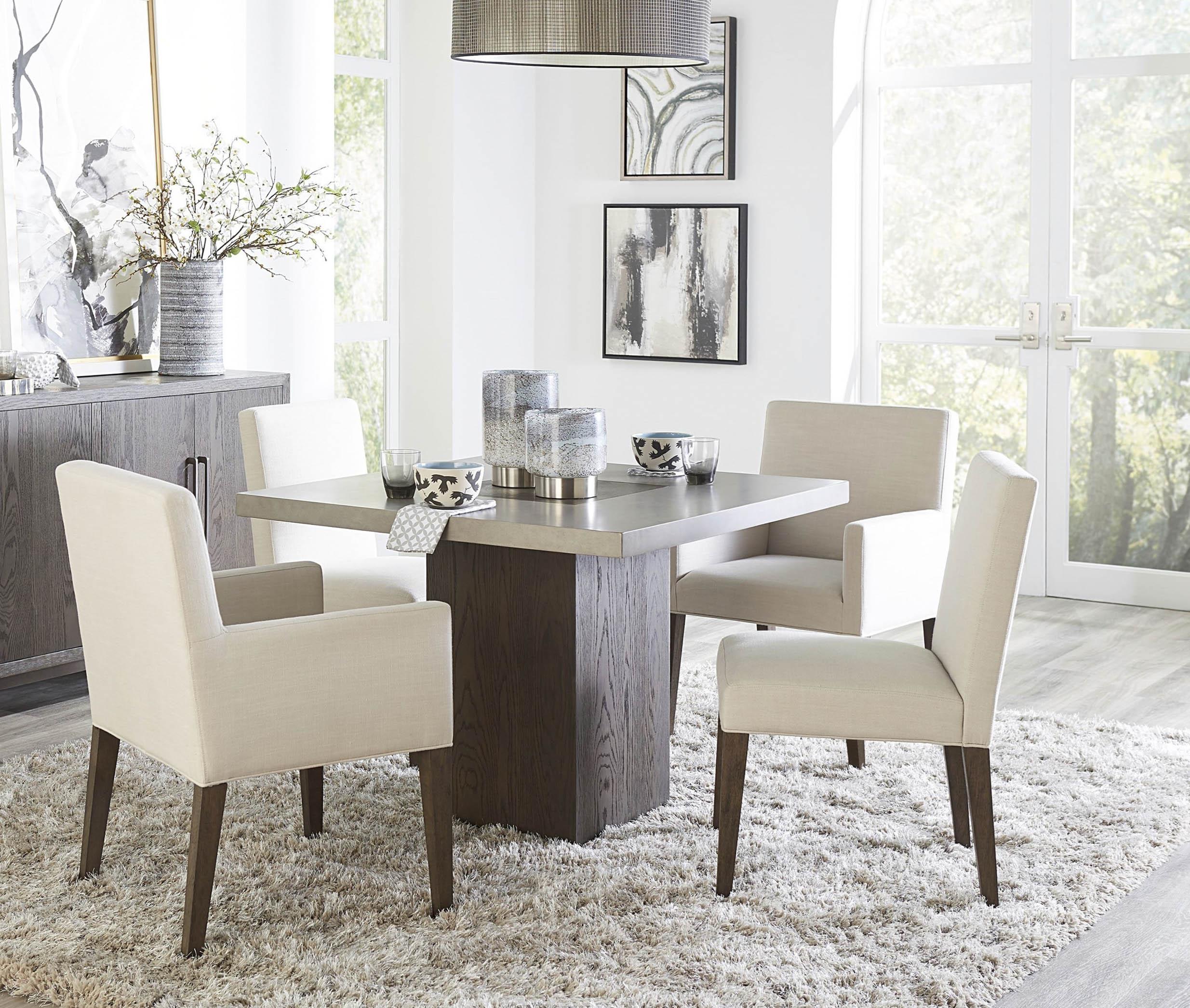 Contemporary Dining Table Set MODESTO FPBL60-5PC in Oak Veneers Fabric