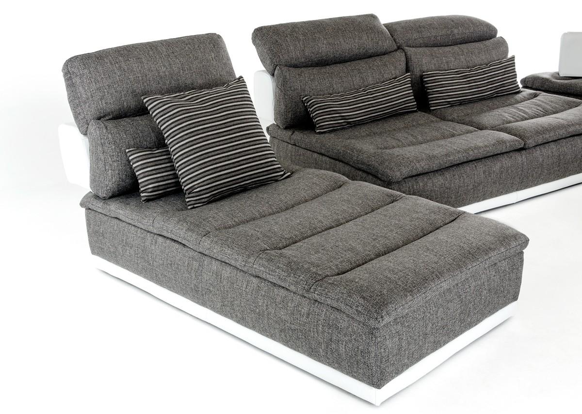 

    
Grey Fabric & Italian White Leather Sectional Configurable Sofa David Ferrari Panorama
