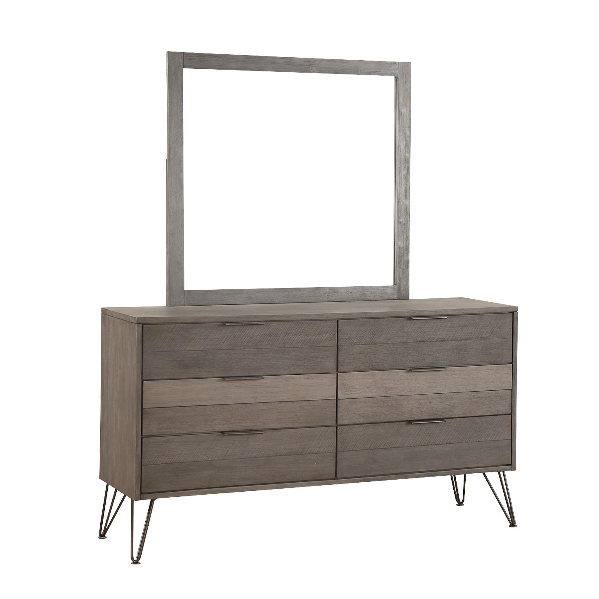 Contemporary Dresser w/Mirror 1604-5*6-2PC Urbanite 1604-5*6-2PC in Gray 
