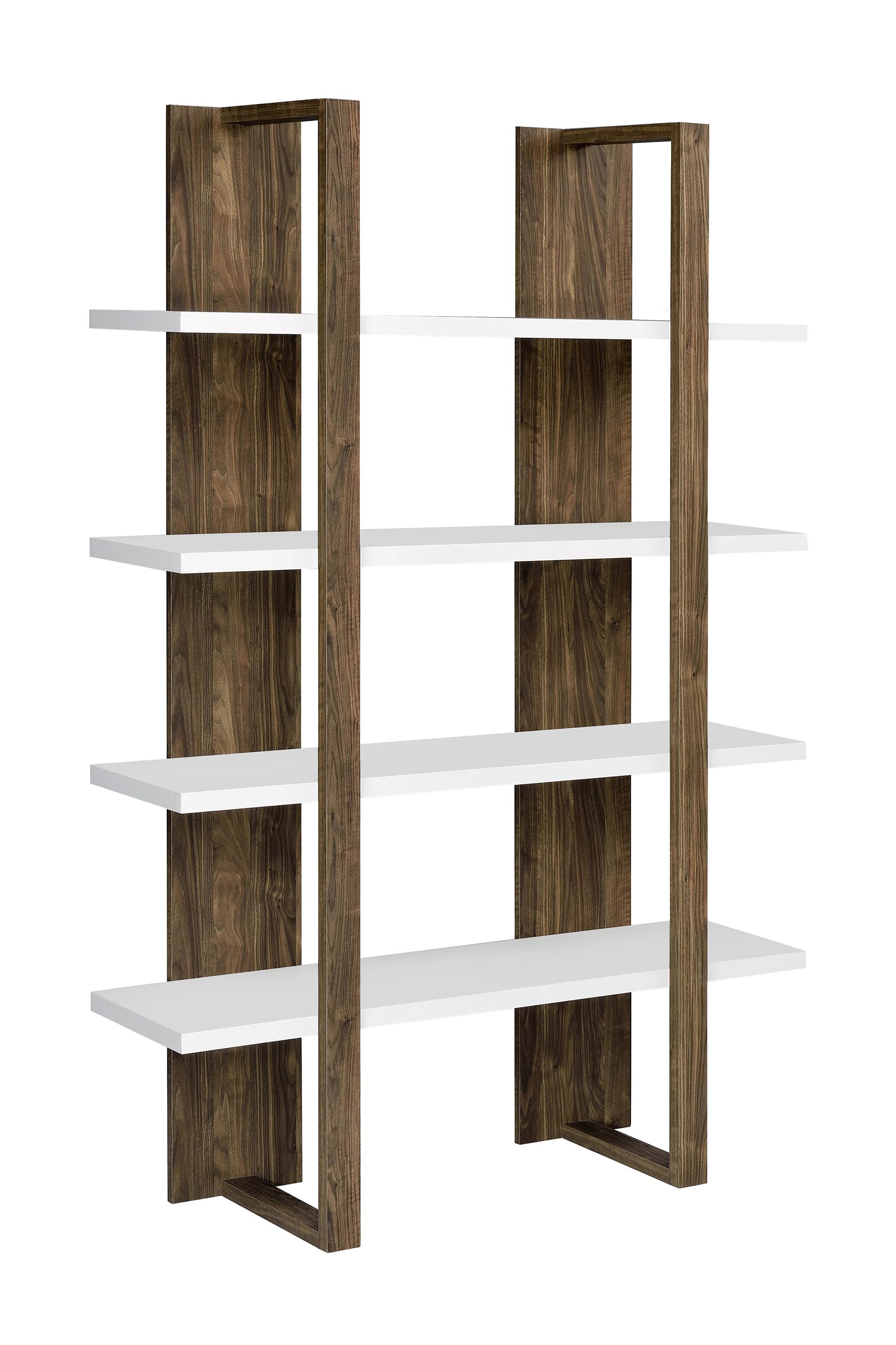 

    
Contemporary Aged Walnut & White Wood Bookcase Coaster 882035 Danbrook
