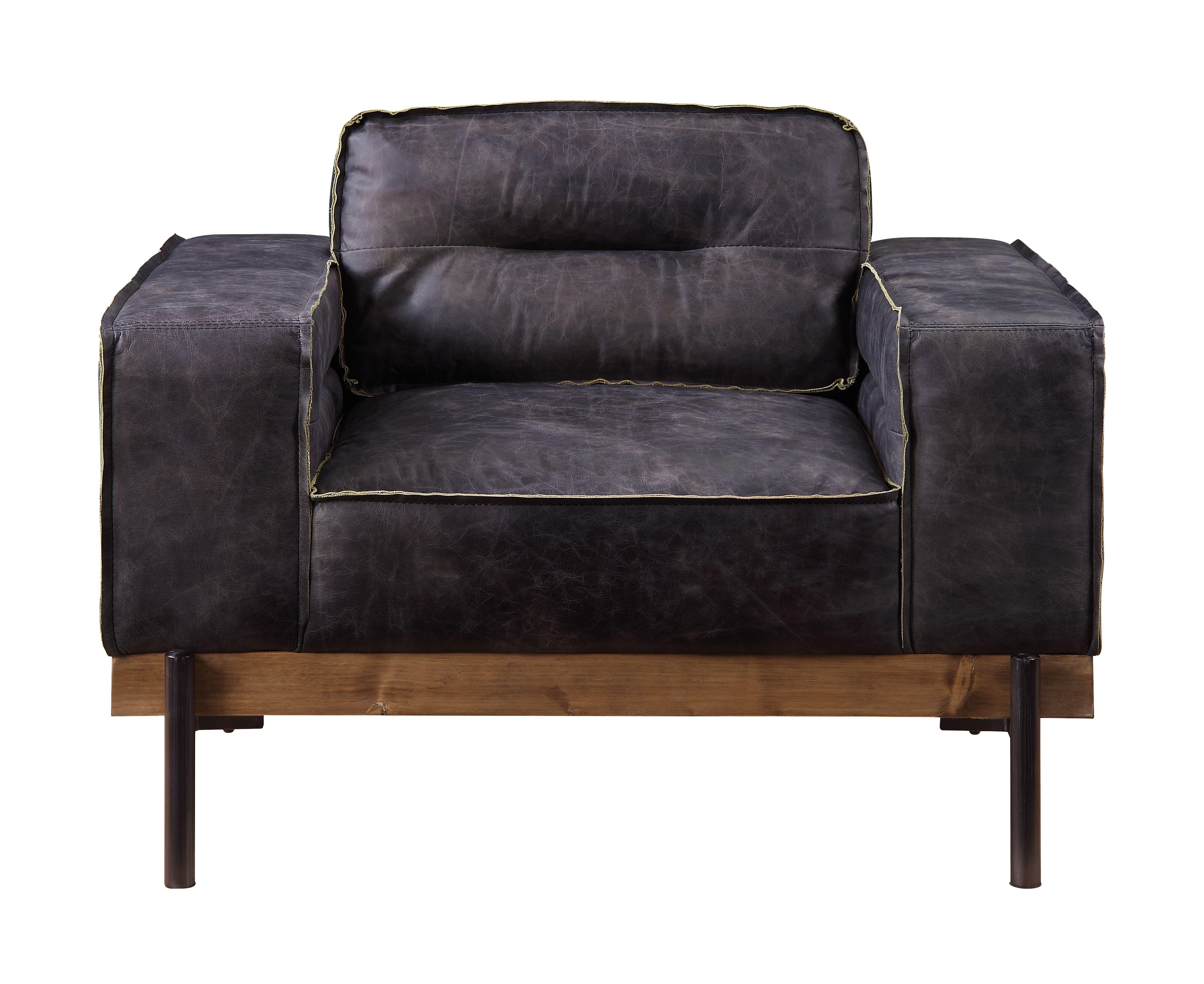 

    
Contemporary Antique Ebony Leather Chair by Acme Silchester 56507
