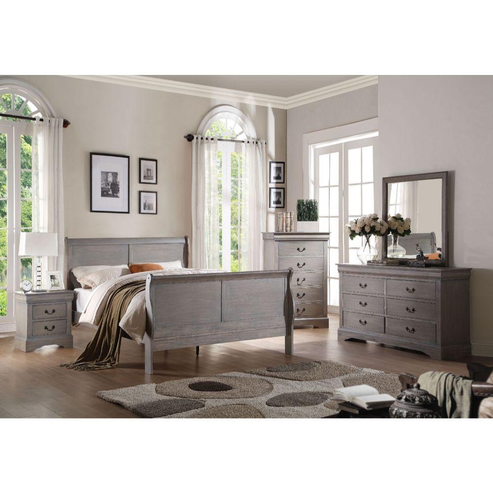 Contemporary, Rustic Bedroom Set Louis Philippe III 25497EK-3pcs in Gray 