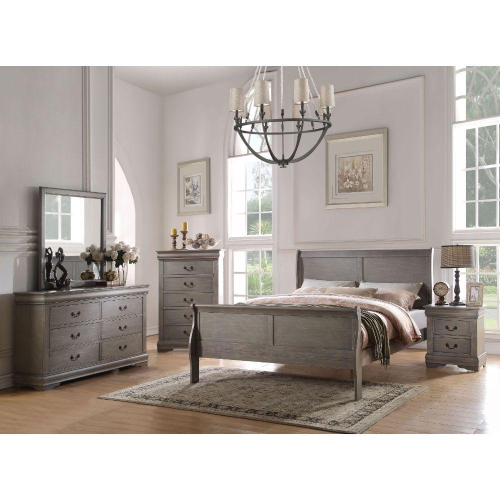 Contemporary, Rustic Bedroom Set Louis Philippe 23870F-5pcs in Gray 