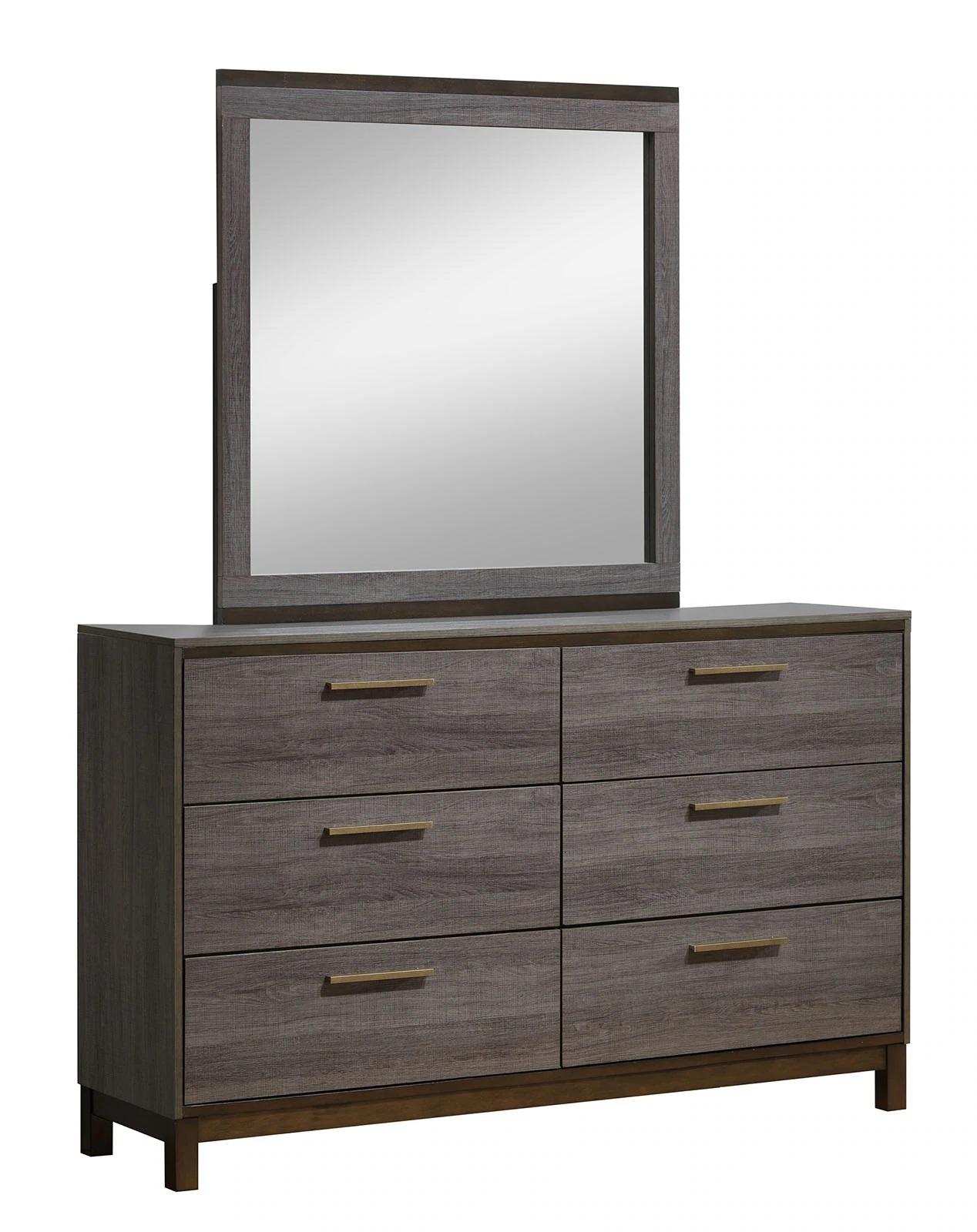 Contemporary Dresser w/Mirror CM7867M Manvel CM7867D*M-2PC in Gray 