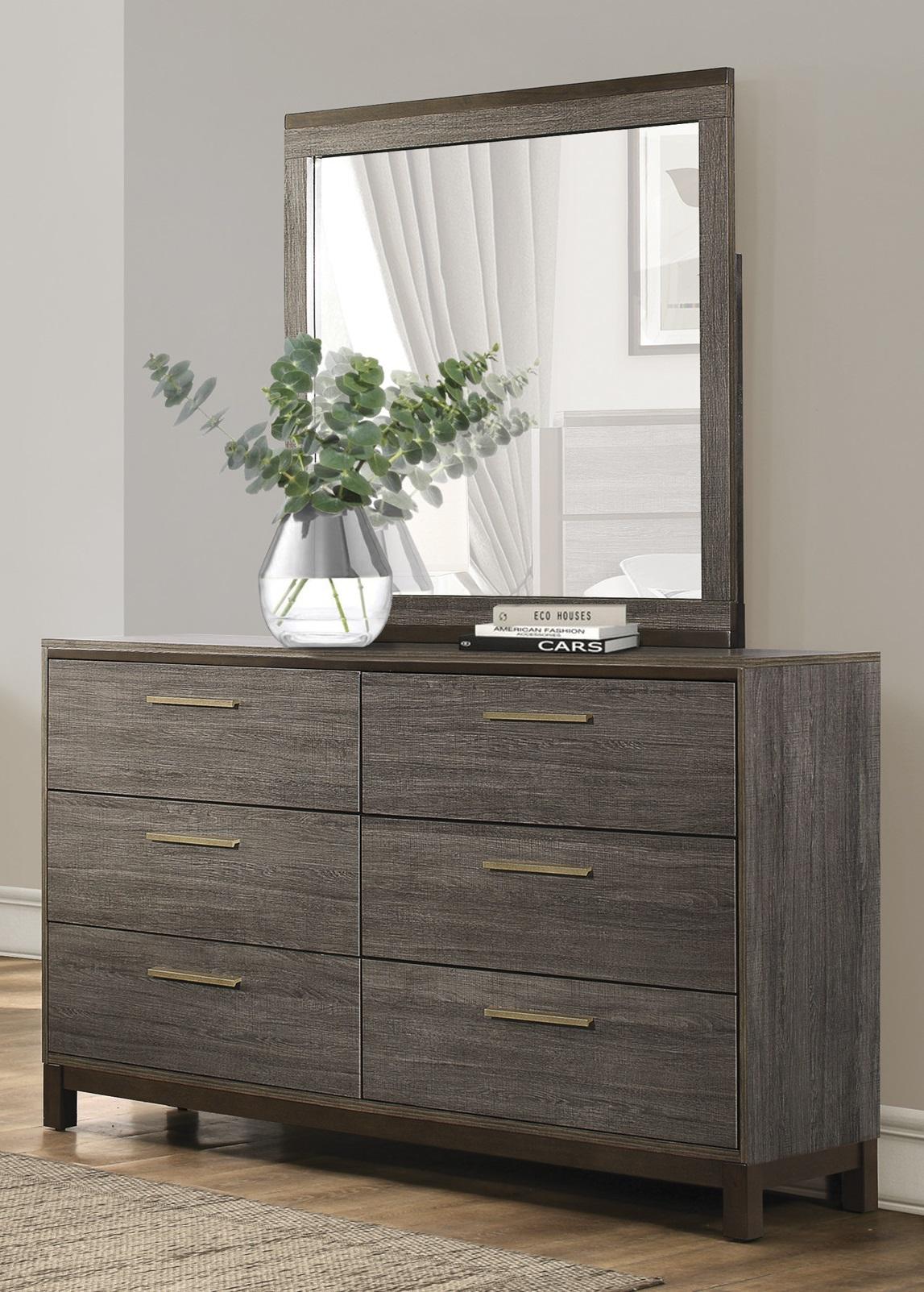 

    
Contemporary Antique Gray Wood Dresser w/Mirror Homelegance 1936-5*6 Vestavia
