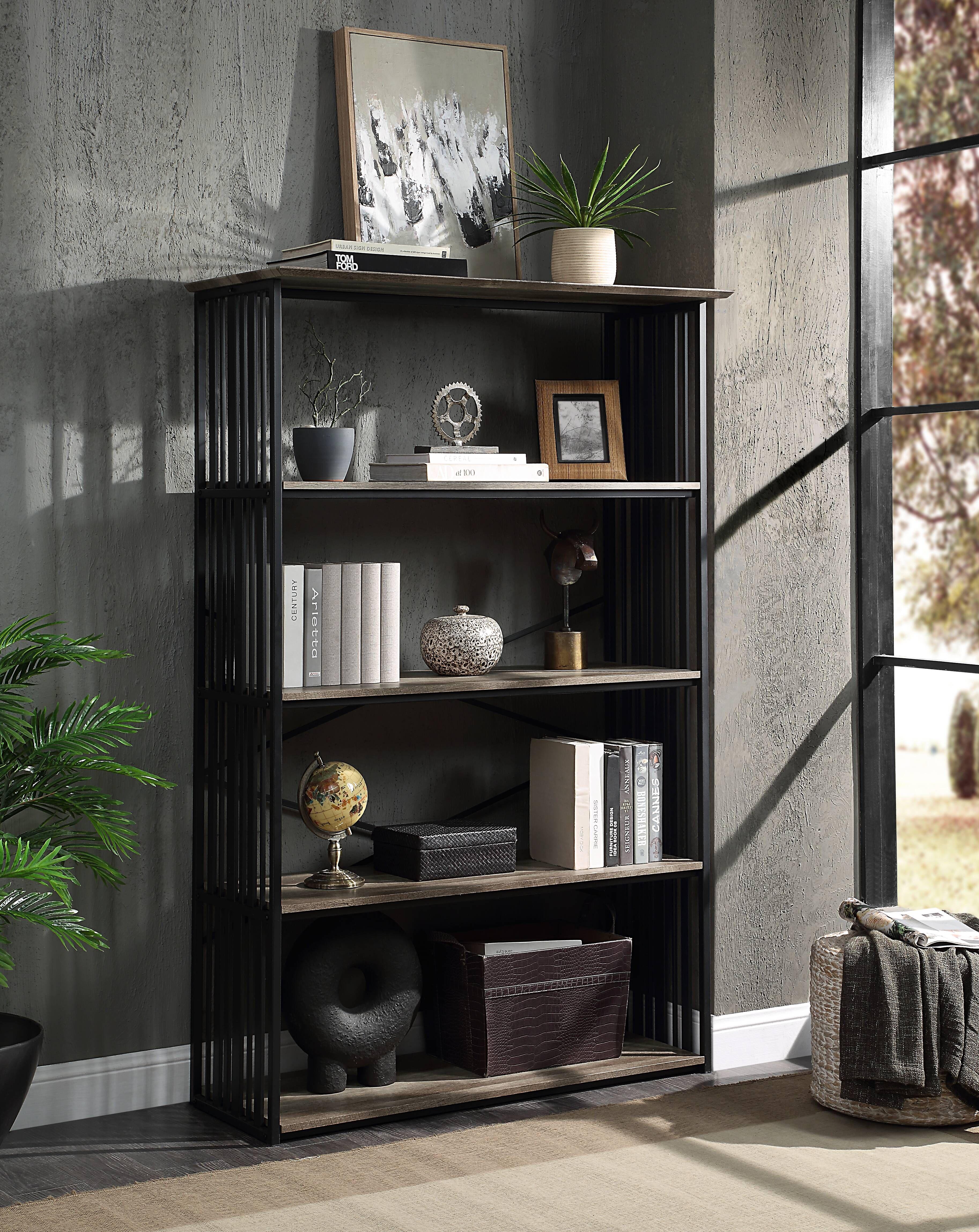 

    
Contemporary Antique Oak/Black Composite Wood Bookshelf Acme Zudora OF02485-BS
