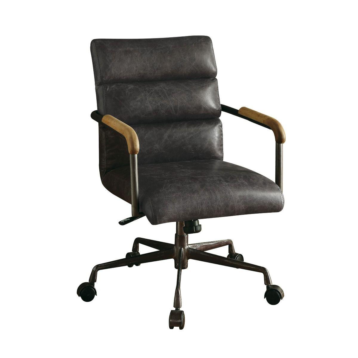 Contemporary Executive Office Chair Harith 92415 in Slate Top grain leather
