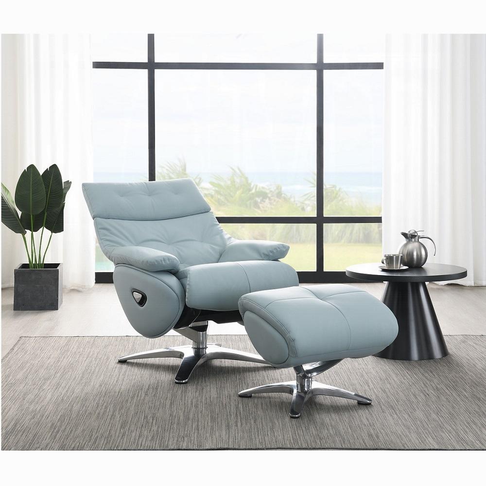 Contemporary Recliner Chair Set Janella Recliner Chair Set 2PCS AC02990-C AC02990-C in Blue 