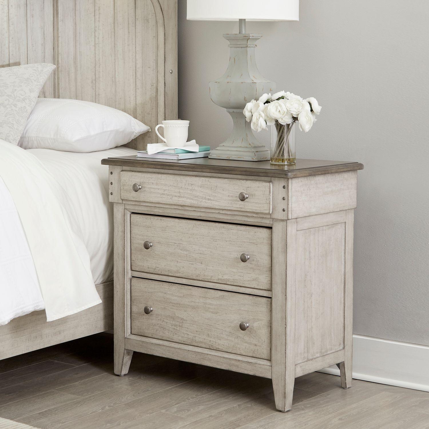 Contemporary, Cottage Bedside Chest Ivy Hollow (457-BR) 457-BR62 in Taupe 