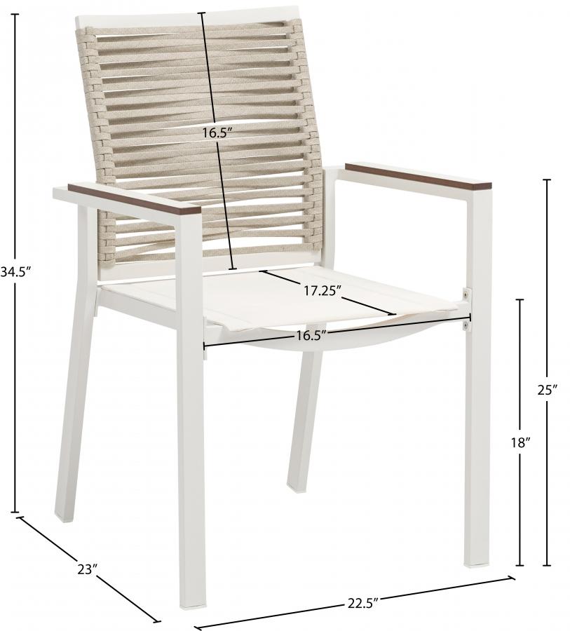 

    
 Order  Contemporary Beige/White Aluminium Patio Arm Chairs Set 2PCS Meridian Furniture Maldives 343Beige-AC-2PCS
