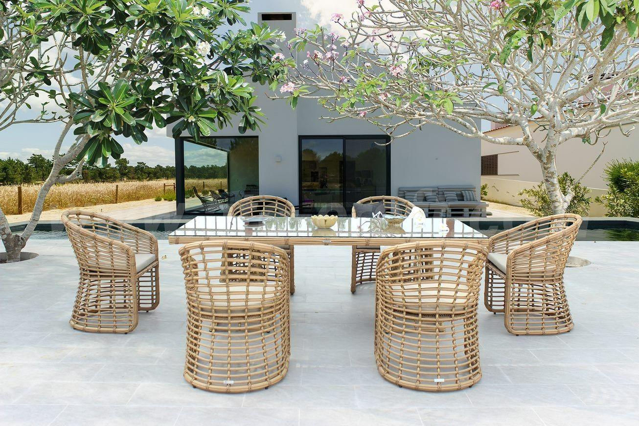 

    
Contemporary Beige Bamboo Wicker Outdoor Dining Set 7PCS VIG Furniture Renava Mina VGAT-RADS-261-SET-7PCS
