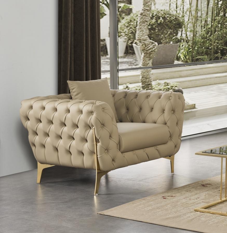 

    
Contemporary Beige Engineered Wood Chair Meridian Furniture Aurora 682Beige-C

