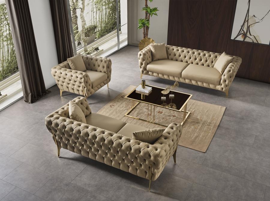 

    
Contemporary Beige Engineered Wood Living Room Set 3PCS Meridian Furniture Aurora 682Beige-S-3PCS
