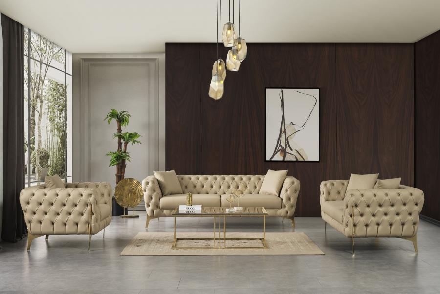 

    
Contemporary Beige Engineered Wood Living Room Set 3PCS Meridian Furniture Aurora 682Beige-S-3PCS
