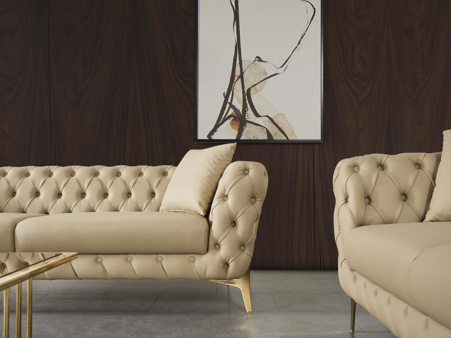 

    
 Order  Contemporary Beige Engineered Wood Sofa Meridian Furniture Aurora 682Beige-S
