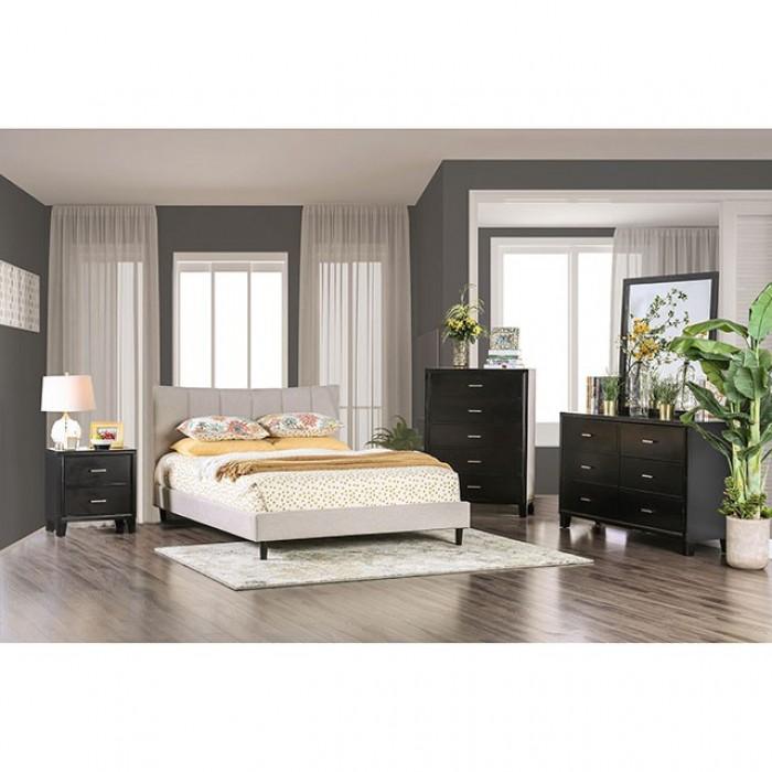 

    
Contemporary Beige/Espresso Solid Wood Queen Platform Bedroom Set 5PCS Furniture of America Ennis CM7678BG-Q-5PCS
