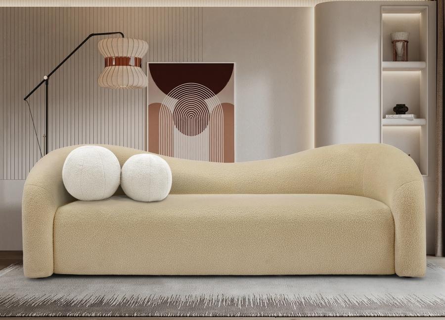 

    
Contemporary Beige Eucalyptus Wood Sofa Meridian Furniture Kali 186Beige-S

