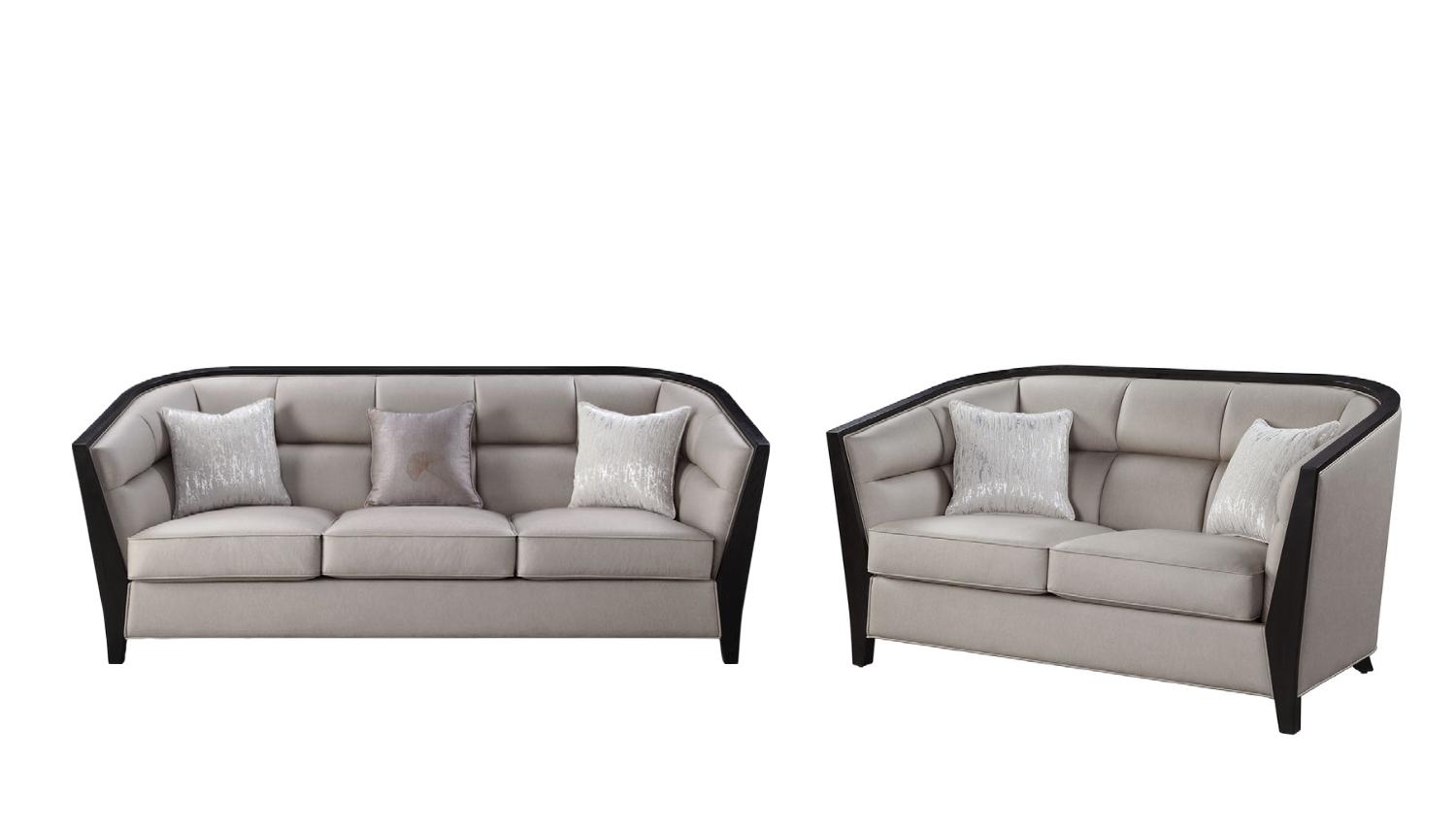Contemporary, Classic Sofa and Loveseat Set Zemocryss 54235-2pcs in Beige Fabric