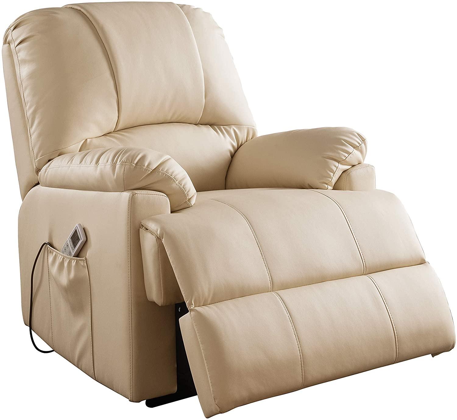 Contemporary Recliner Ixora 59286 in Beige Faux Leather