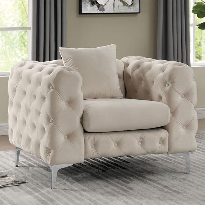 

    
Contemporary Beige Flannelette Arm Chair Furniture of America CM6498BG-CH Sapphira

