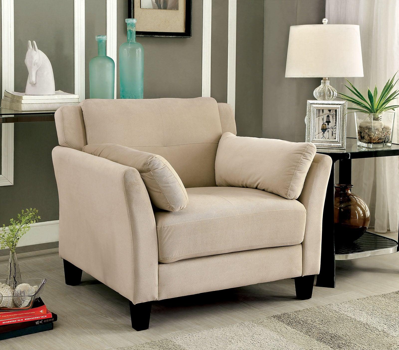 

    
Contemporary Beige Flannelette Arm Chair Furniture of America CM6716BG-CH Ysabel
