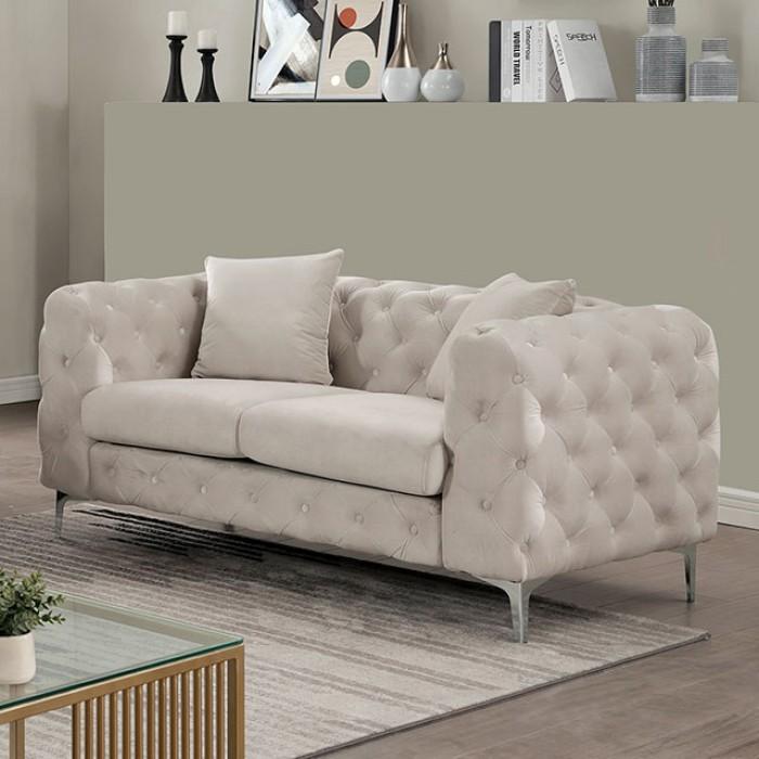 

    
Contemporary Beige Flannelette Loveseat Furniture of America CM6498BG-LV Sapphira

