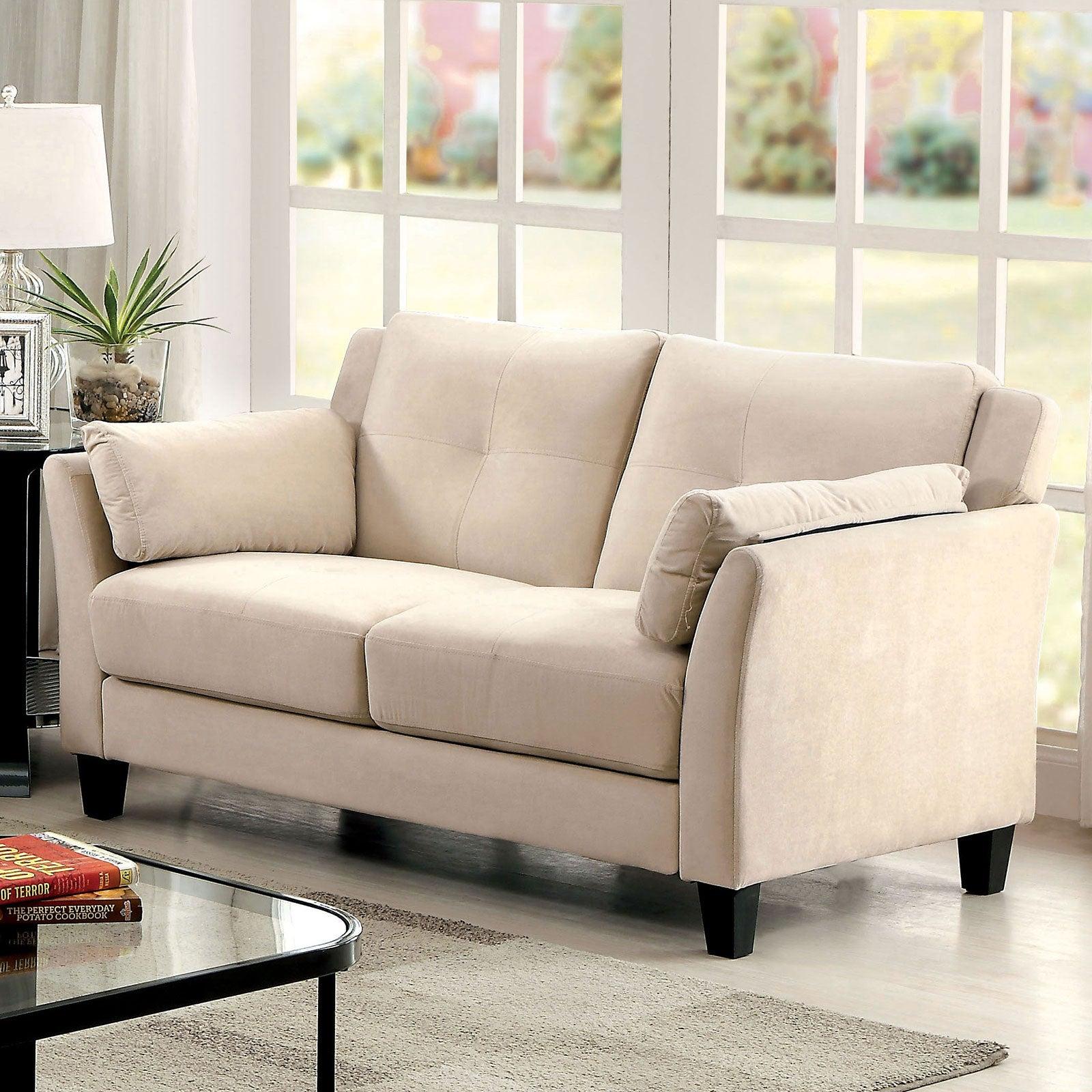 

    
Contemporary Beige Flannelette Loveseat Furniture of America CM6716BG-LV Ysabel
