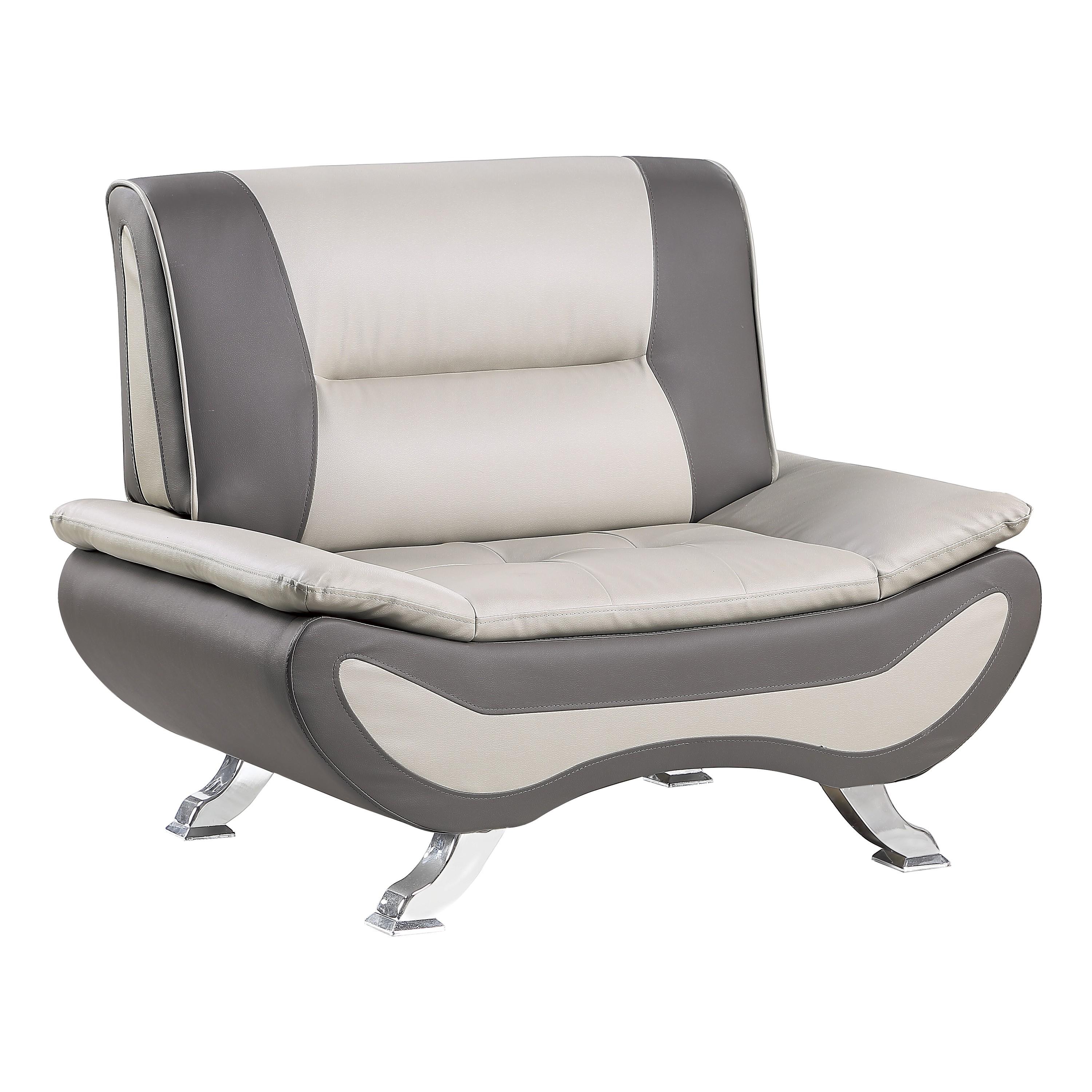 Contemporary Arm Chair 8219BEG-1 Veloce 8219BEG-1 in Gray, Beige Faux Leather
