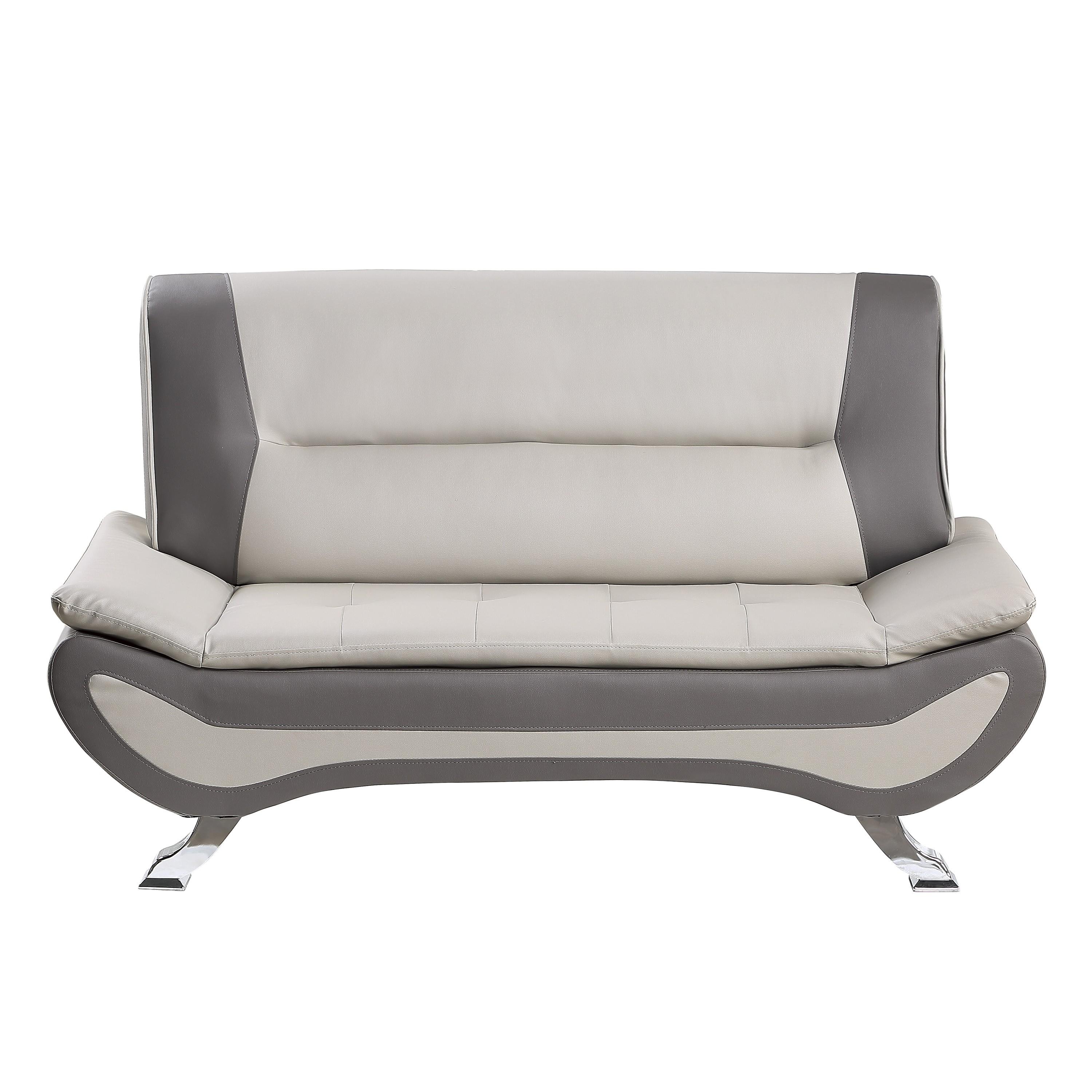

    
Contemporary Beige & Gray Faux Leather Loveseat Homelegance 8219BEG-2 Veloce
