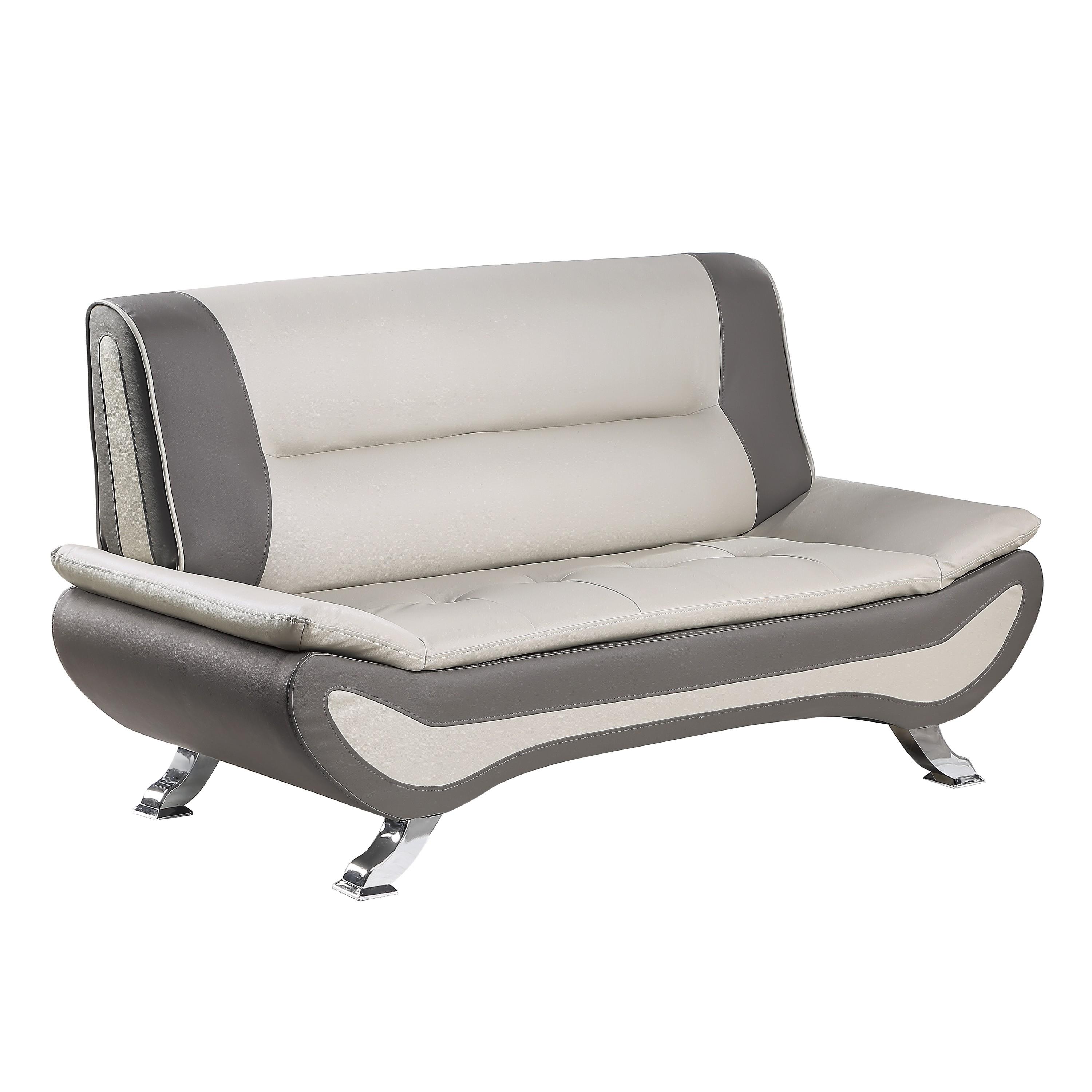 Contemporary Loveseat 8219BEG-2 Veloce 8219BEG-2 in Gray, Beige Faux Leather