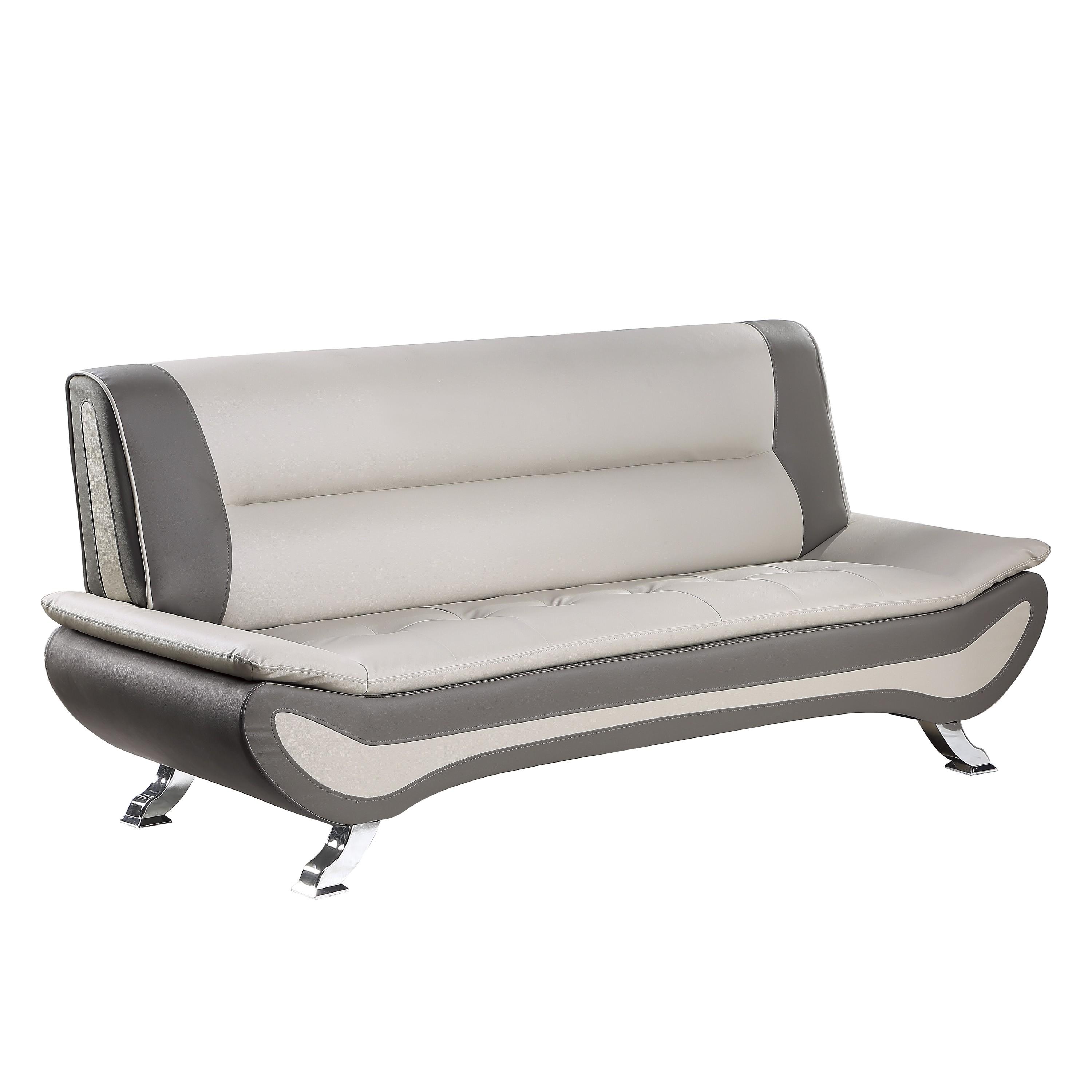 Contemporary Sofa 8219BEG-3 Veloce 8219BEG-3 in Gray, Beige Faux Leather