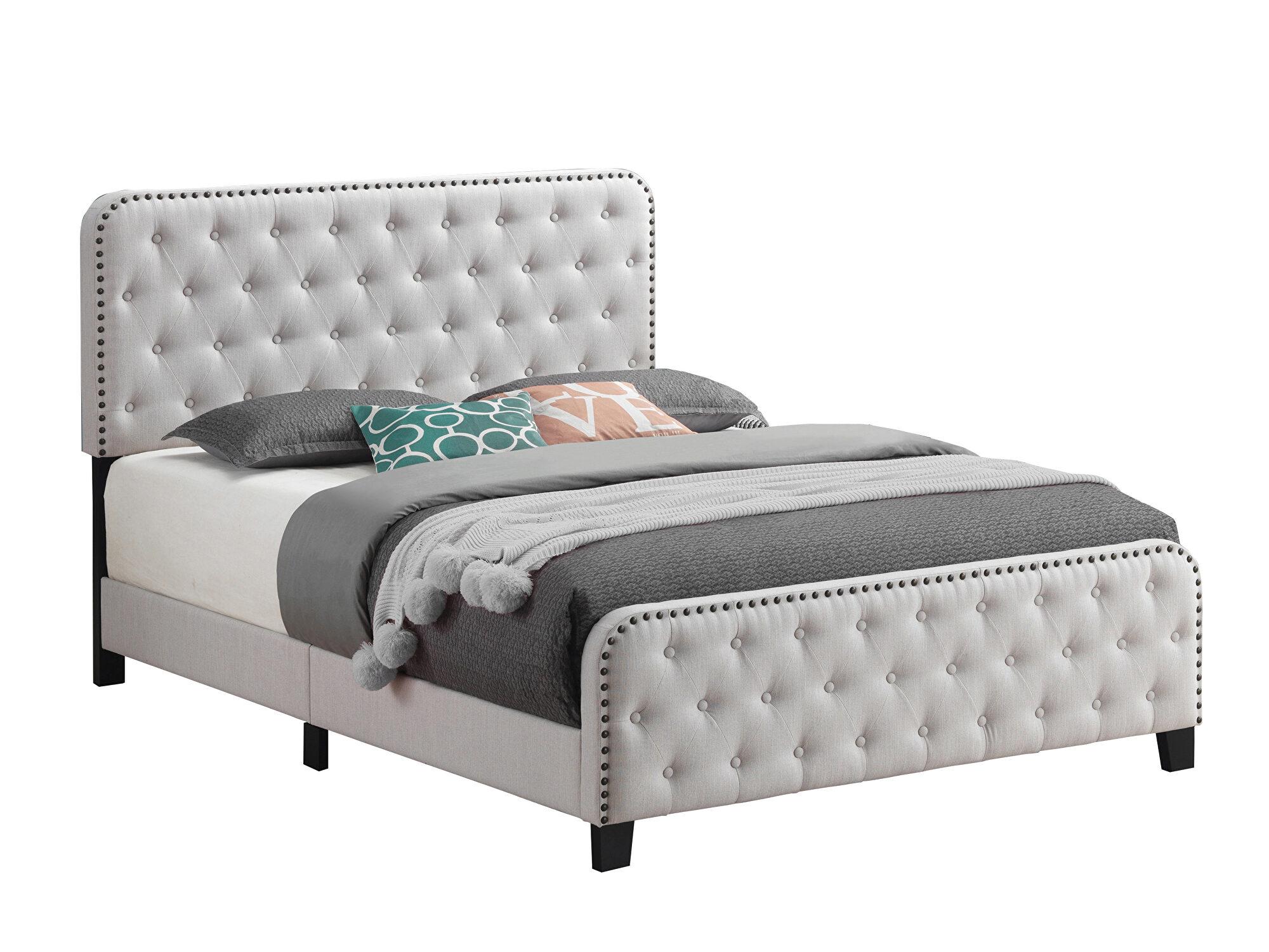 Contemporary Bed 305992F Littleton 305992F in Beige 